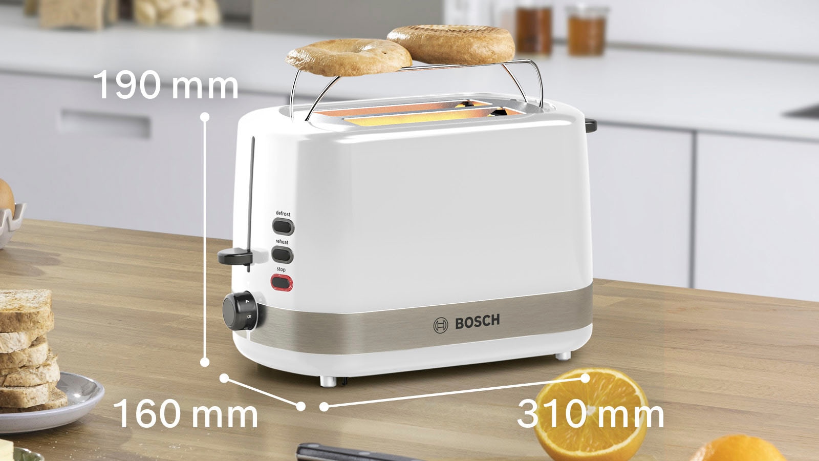 BOSCH Toaster »TAT6A511«, mit 2 XXL W 3 Schlitze, 800 für 2 Garantie Jahren Scheiben