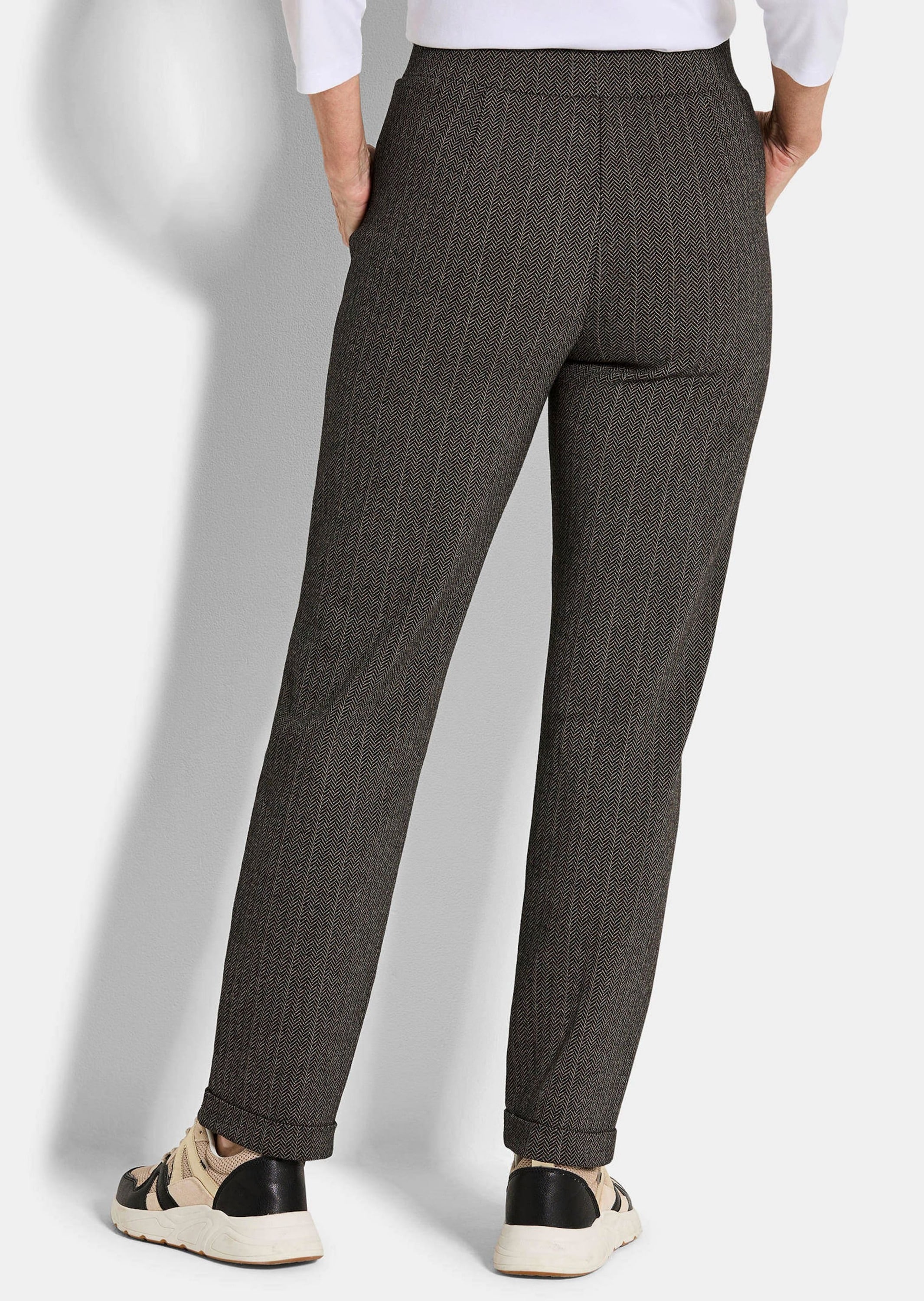 GOLDNER Schlupfhose »Kurzgröße Hose CARLA mit Fischgrätmuster«