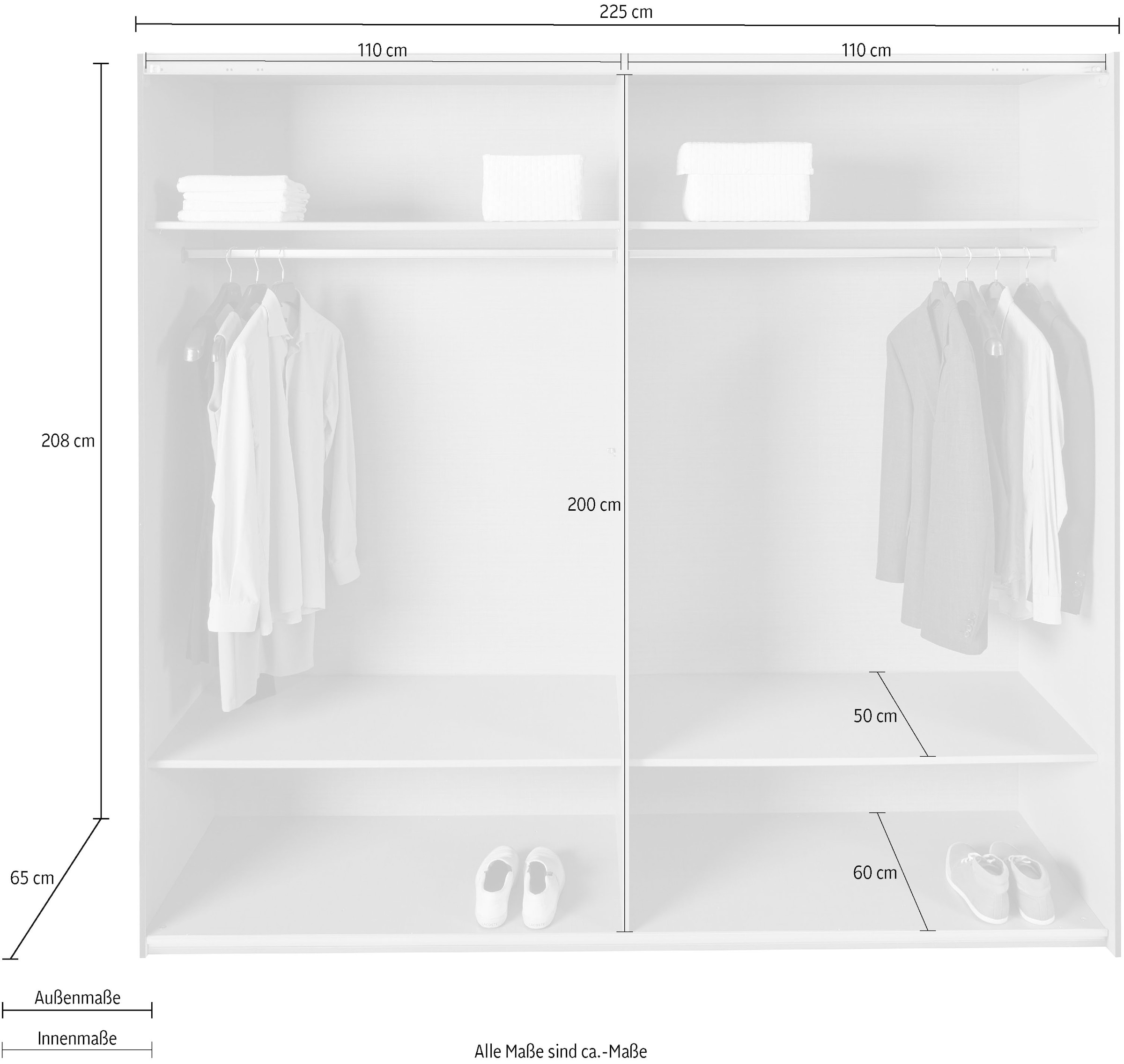 Wimex Schwebetürenschrank »Altona«, mit Glaselementen und zusätzlichen Einlegeböden