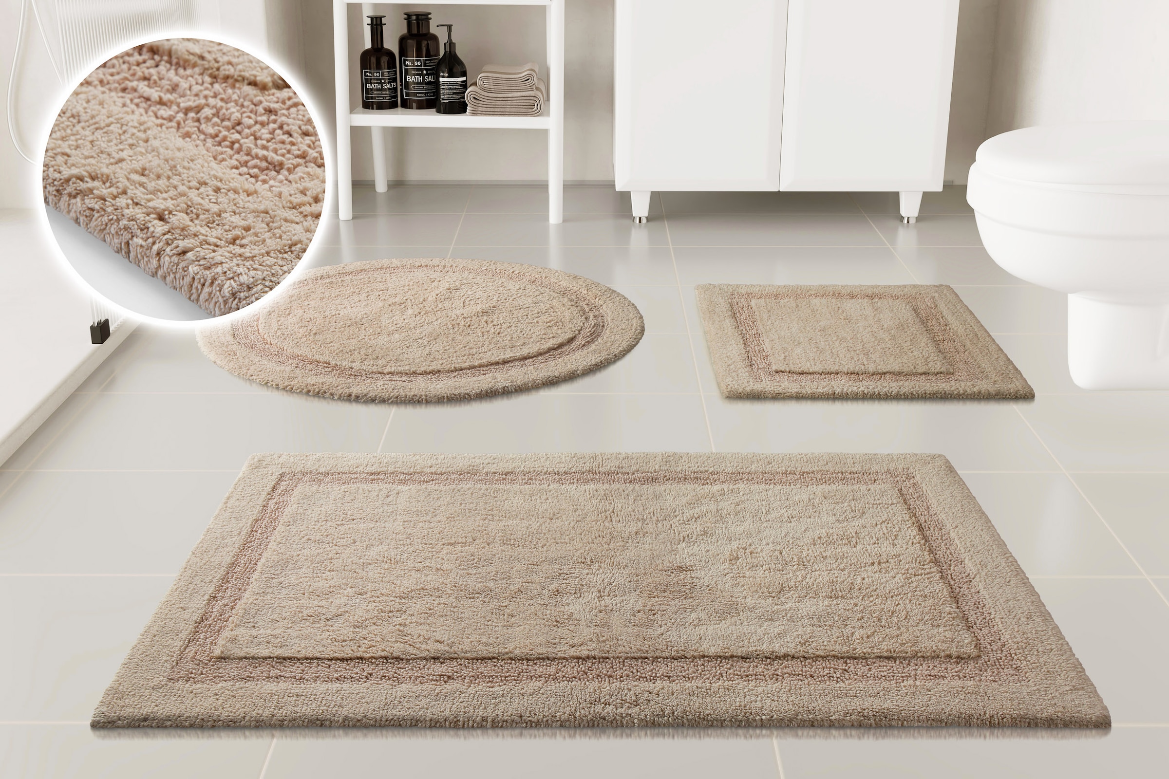 OTTO home Badematte »Meellor, uni, viele Farben, Badvorleger, Badezimmer Teppich« Höhe 20 mm rutschhemmend beschichtet fußbodenheizungsgeeignet Badteppich, getuftet, modern, Uni, antirutsch, flauschig, Baumwolle