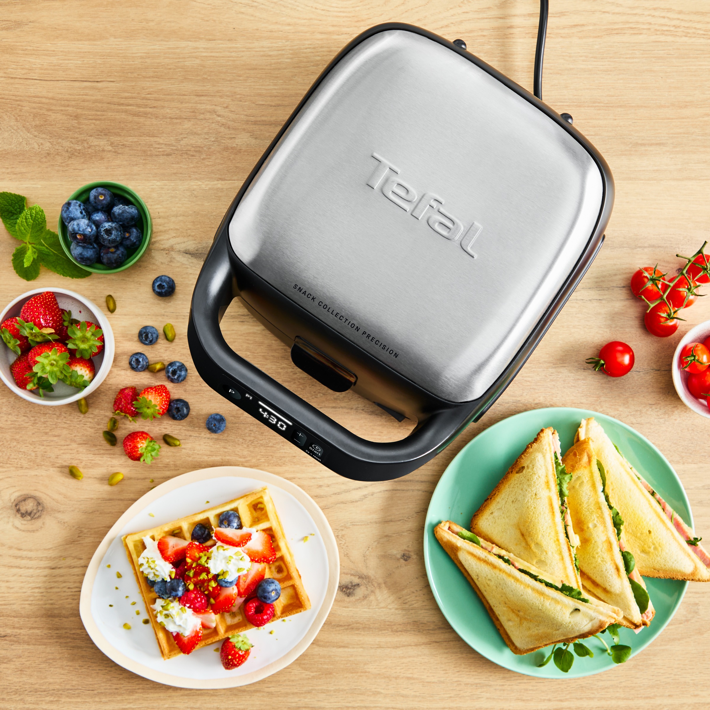 Tefal 2-in-1-Sandwichmaker »SW872D Snack Collection Precision«, 700 W, Antihaftbeschichtung, austauschbare Plattensets, inkl. Rezeptbuch