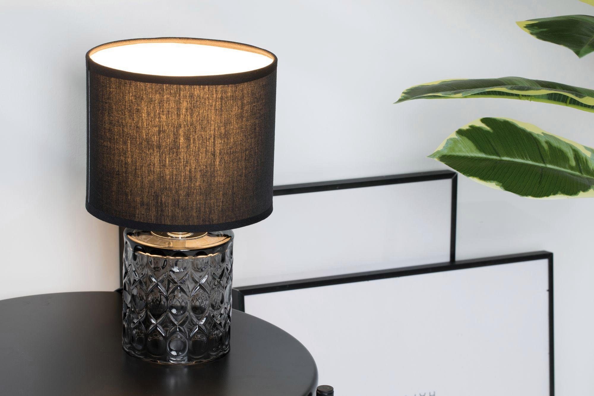 Pauleen Tischleuchte »Crystal Glow«, 1 flammig, Leuchtmittel E14 | ohne Leuchtmittel, E14, max. 20W E14, schwarz/grau, 230V, Stoff/Glas