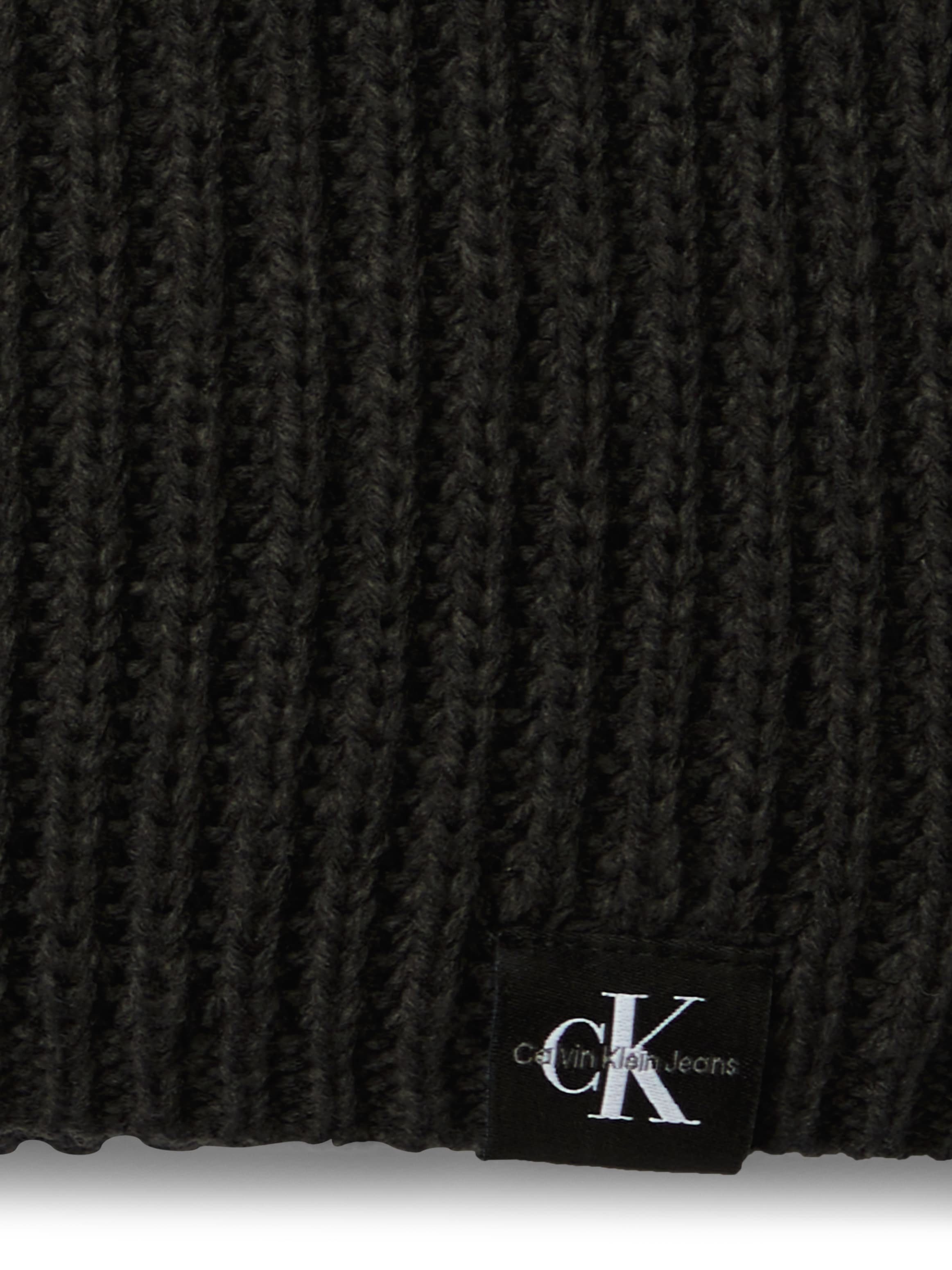 Calvin Klein Jeans Strickmütze »Monogram Rib Scarf Beanie Set« mit Logopatch