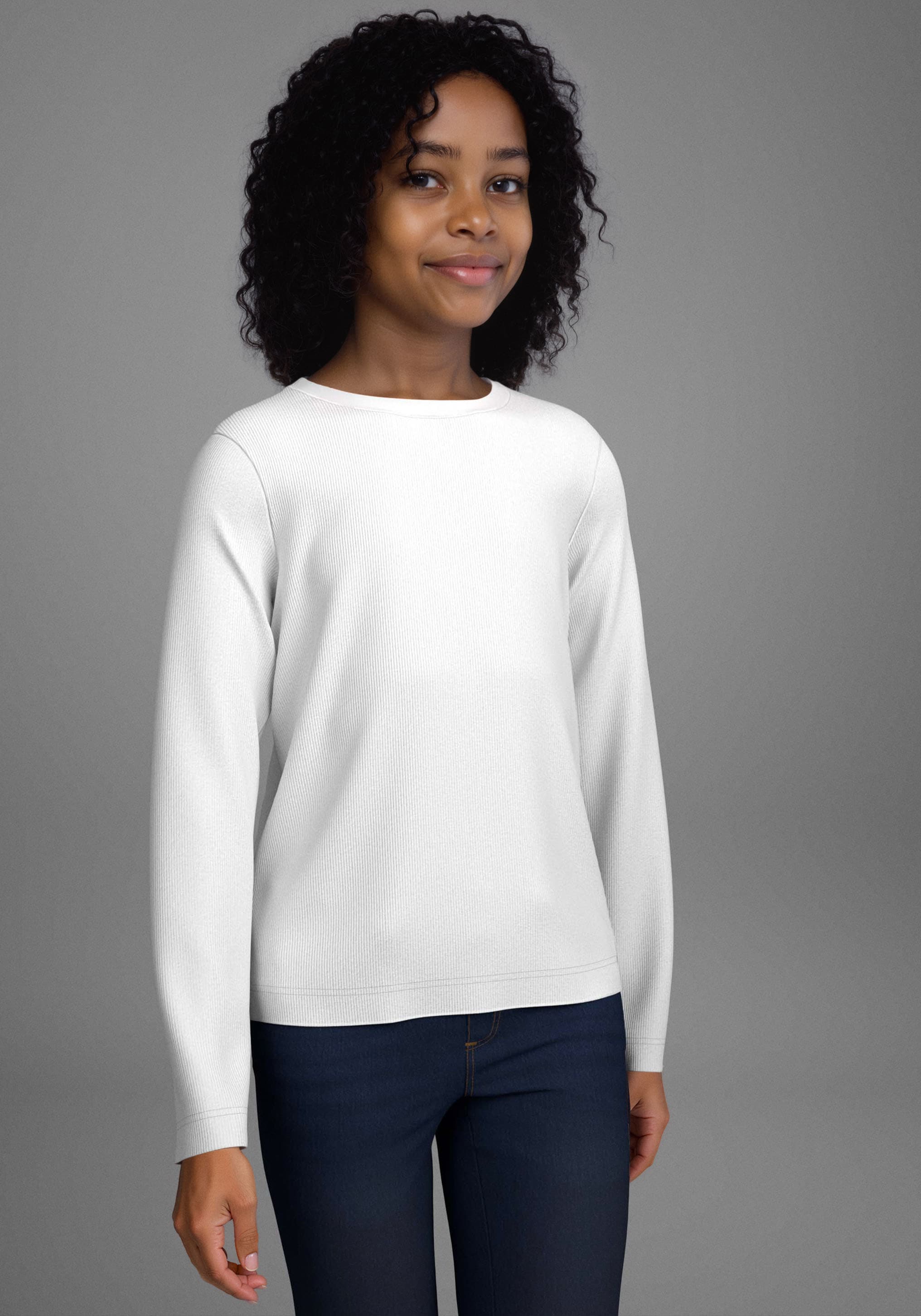 H.I.S Langarmshirt »2er Packung Shirts aus Rippware« Packung, 2, 2 Stk. Für TEENS. 2er Pack Basic Langarmshirts