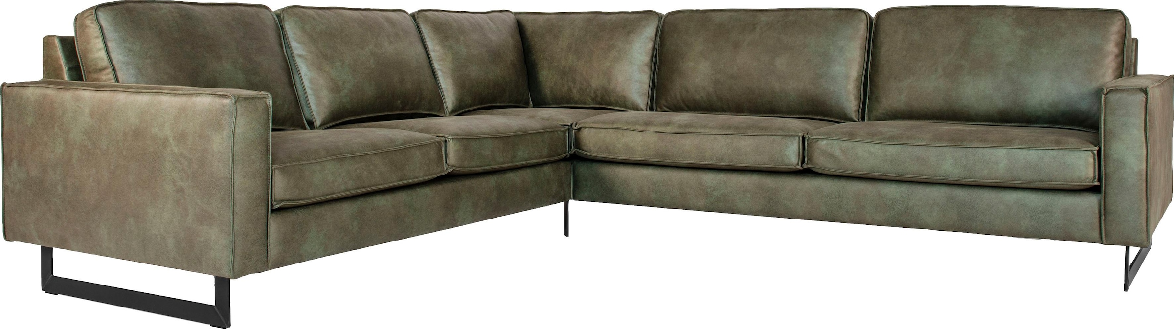 Places of Style Ecksofa »Pinto, 250/290 cm, langer Schenkel, XXL, Ottomane«, Cord, Feincord, Luxus-Microfaser Leder und Chenille