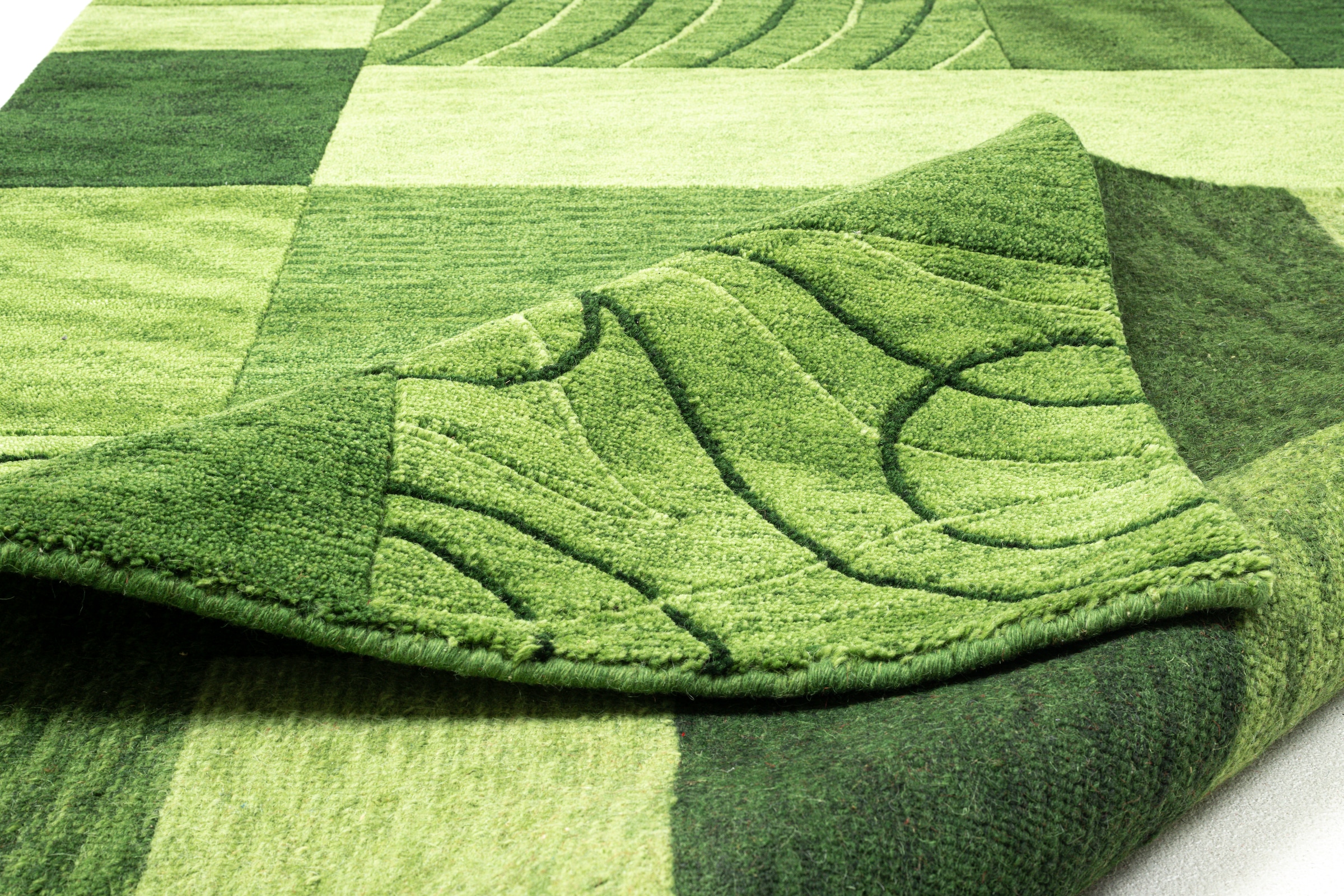 THEKO Wollteppich »Domas 4028« rechteckig 12 mm Höhe Kurzflor, reine Wolle, handgeknüpft, modernes Patchwork Design