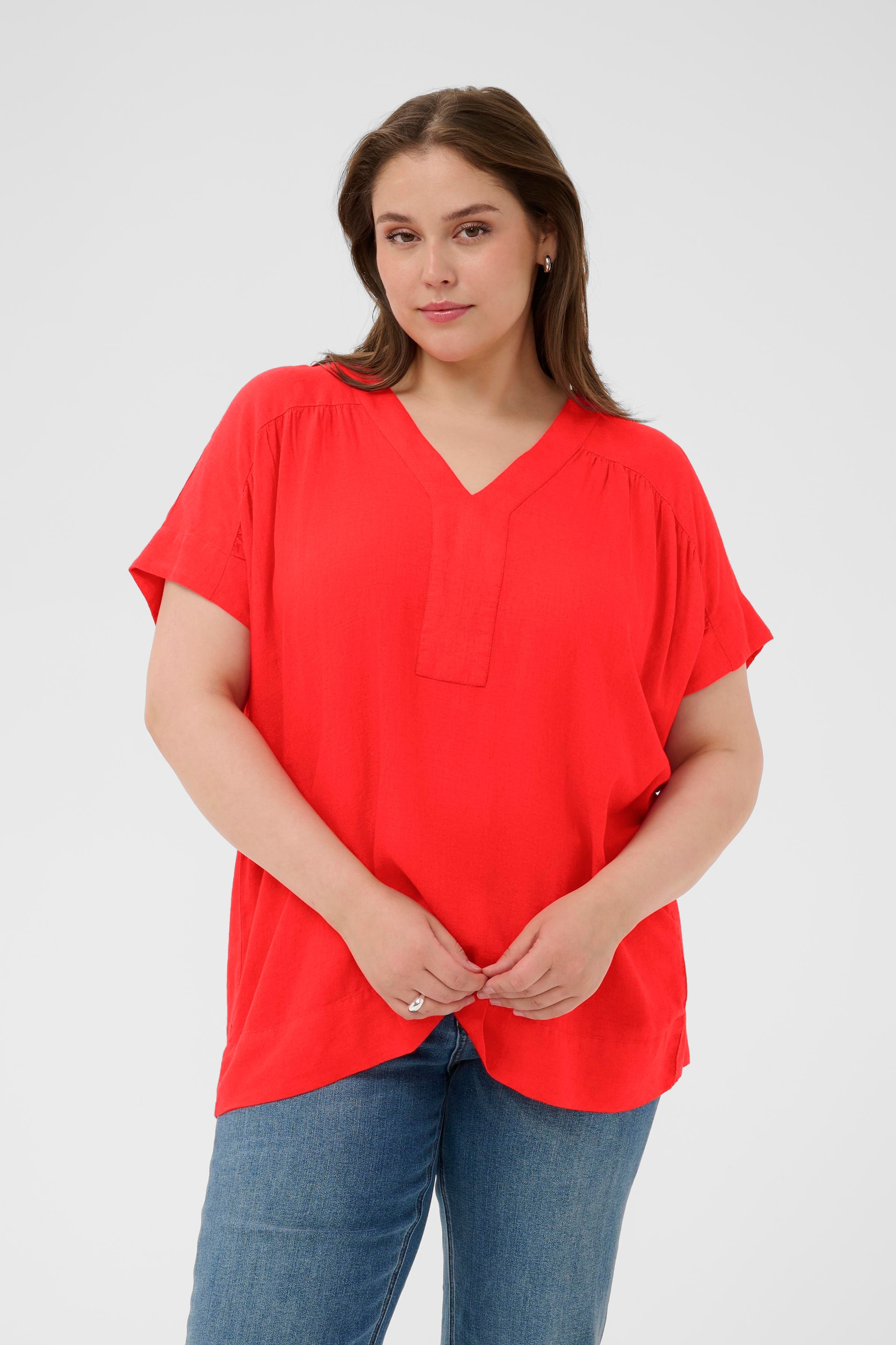KAFFE Curve Kurzarmbluse »Damen Bluse kurzarm KCmille«