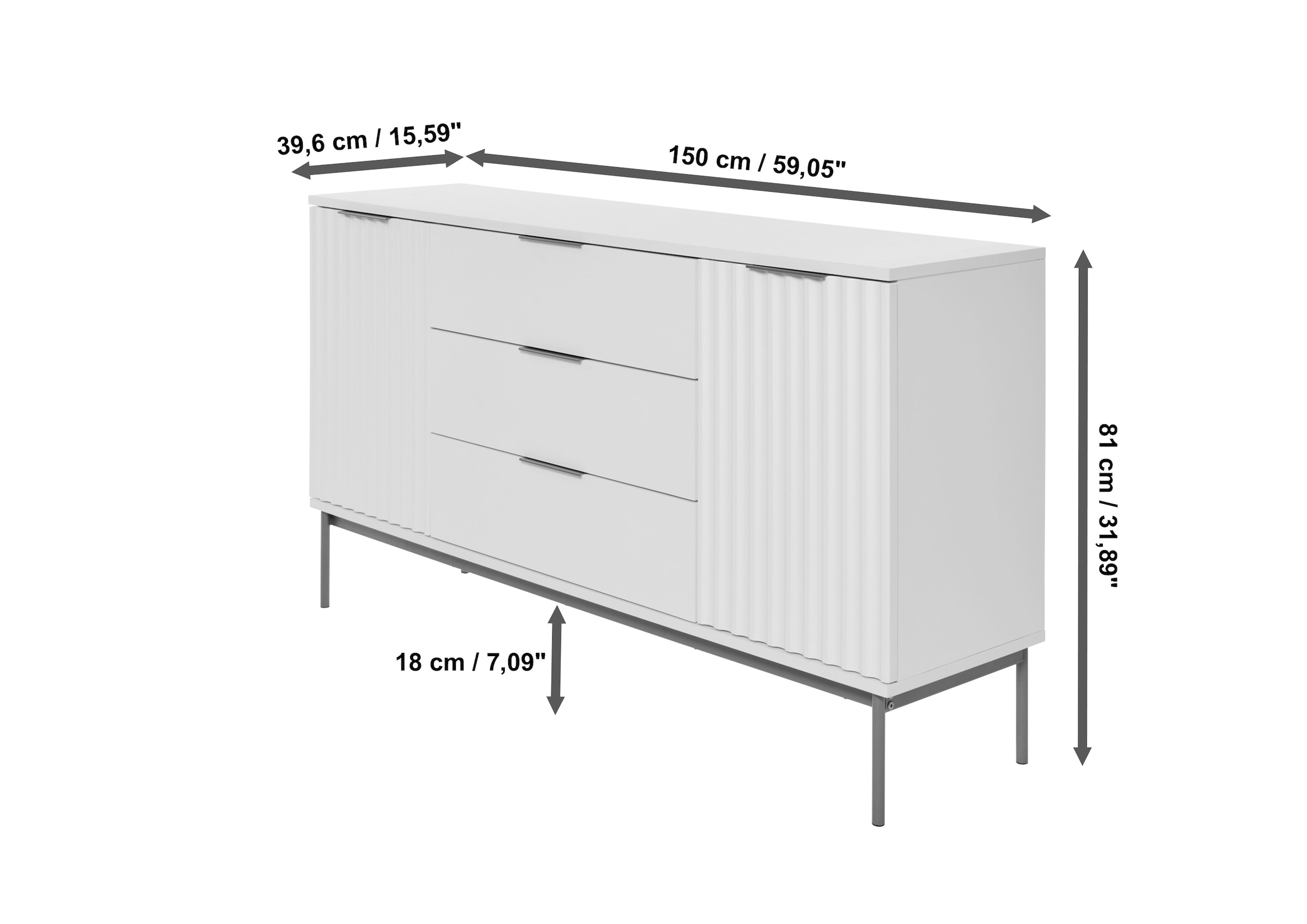 Jahnke Sideboard »CARVE SB 150«, (1 St.), Sideboard, raffiniertes Design, edler Gold-Look, Breite 150 cm