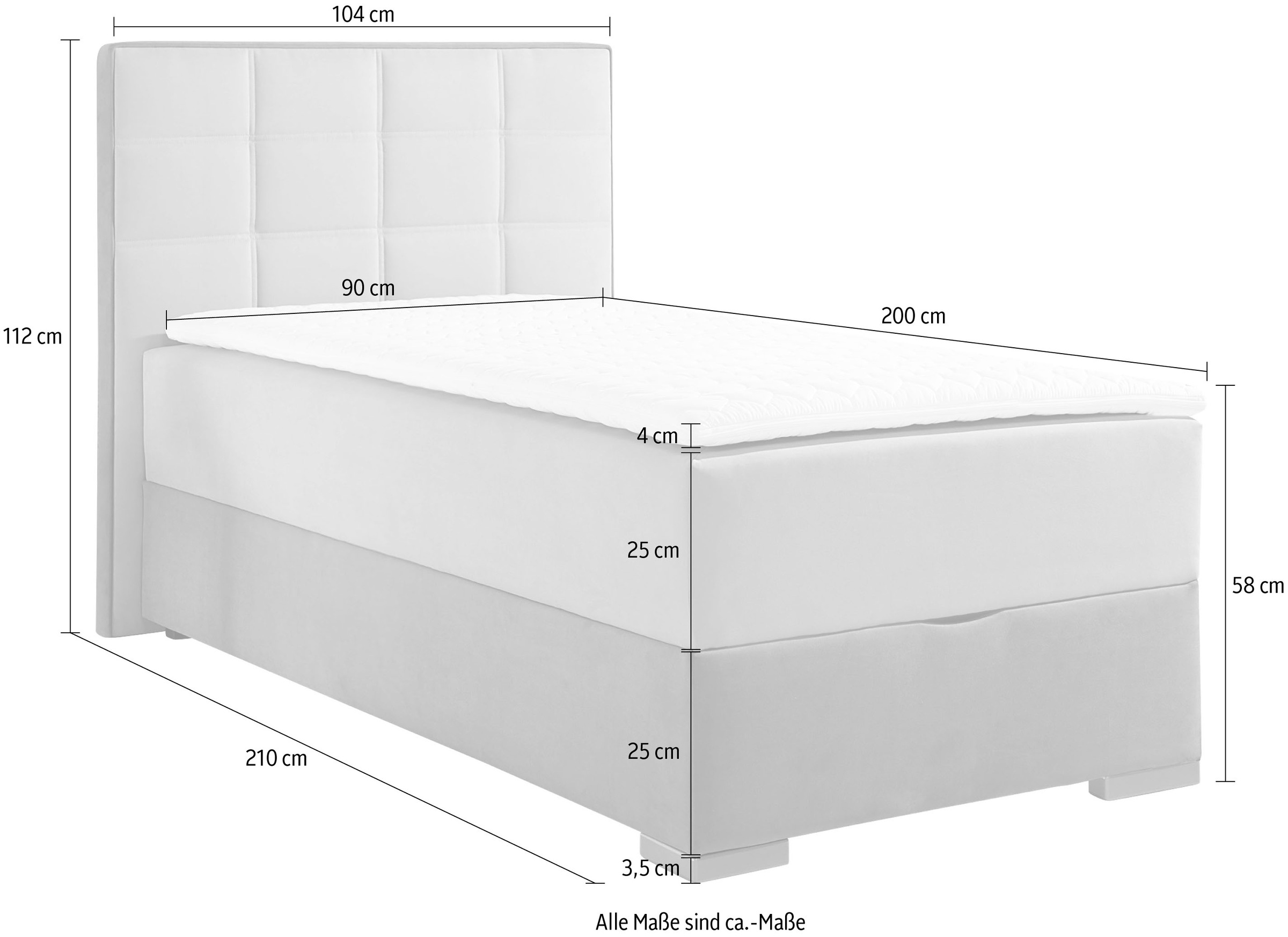 Maintal Boxspringbett, mit Bettkasten und Topper