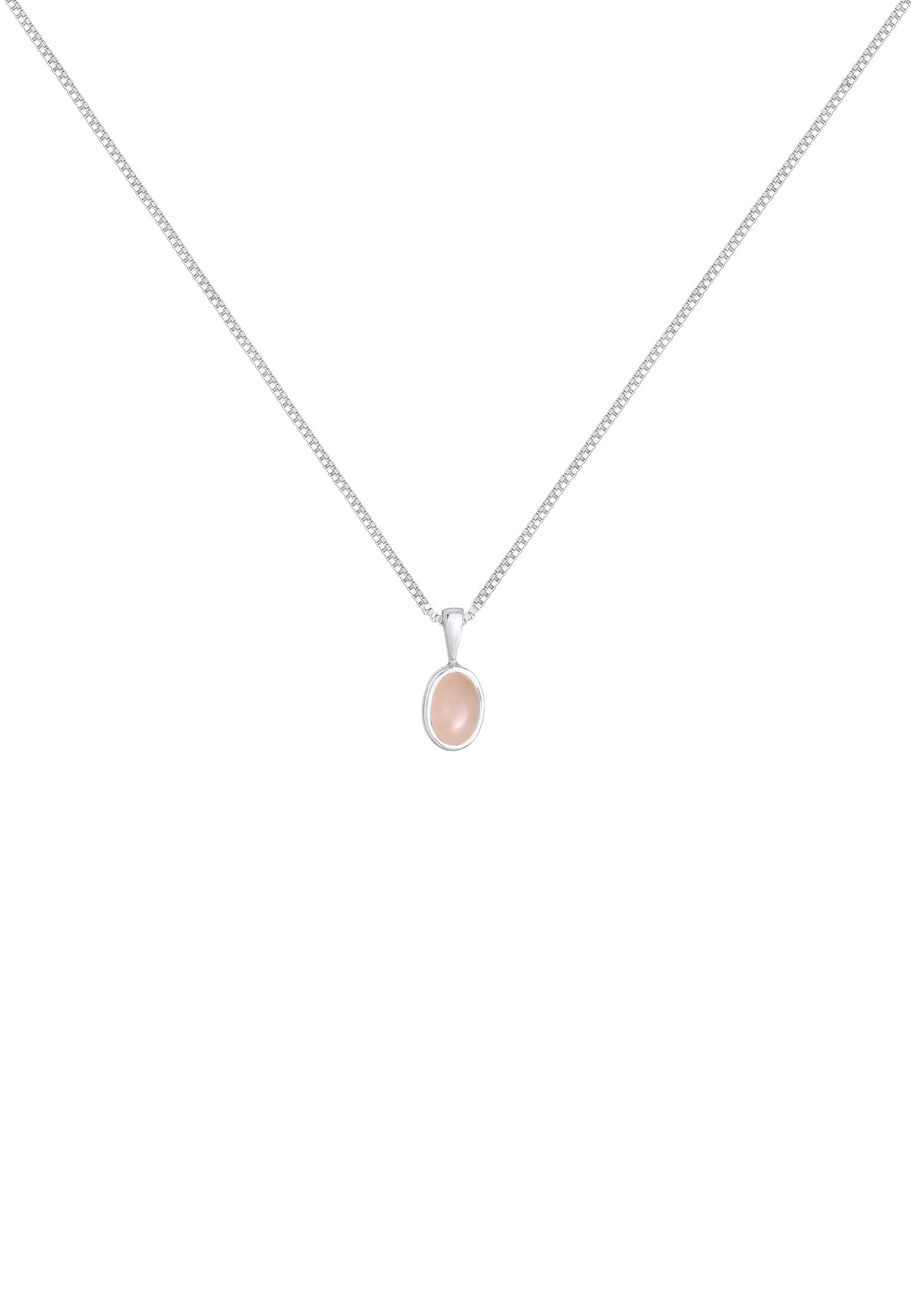 Elli Premium Silberkette »Halskette Basic Rosa Quarz Edelstein 925 Sterling Silber«