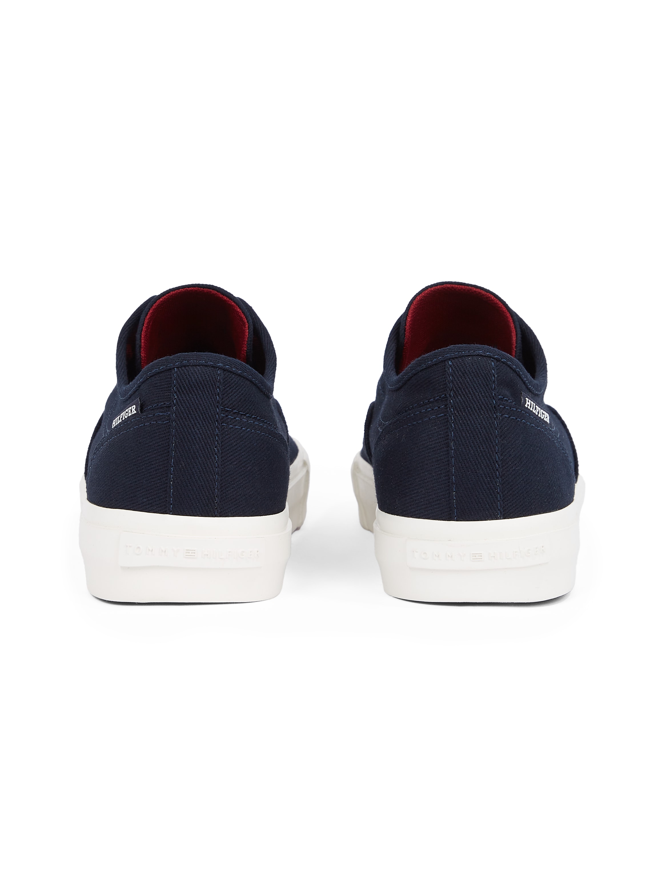 Tommy Hilfiger Sneaker »TH HI VULC LOW OXFORD TWILL«, Freizeitschuh, Halbschuh, Schnürschuh mit Label an der Ferse