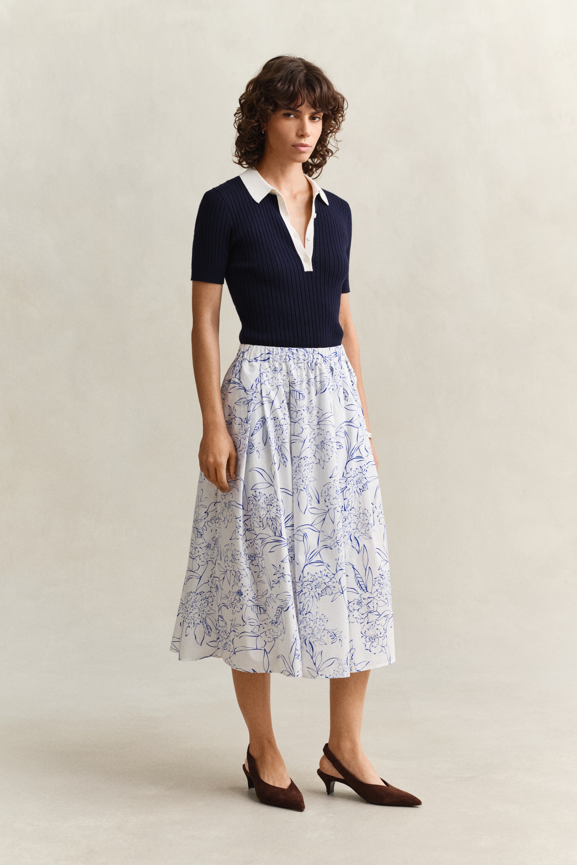 Gant Midirock »FLORAL PRINT PULL ON SKIRT« geblümt, mittlere Leibhöhe