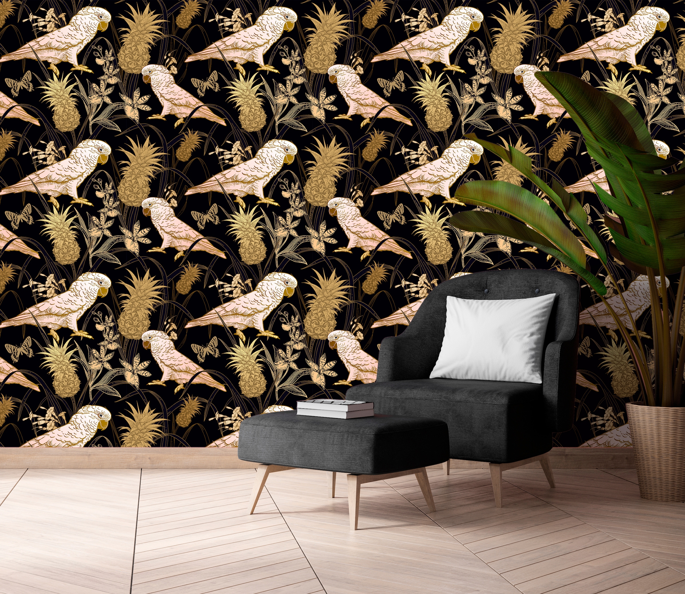 queence Vinyltapete »Lia«, bedruckt-Motiv-botanisch-floral-gemustert-natürlich, 90x250cm, selbstklebend, kinderleichte Anbringung, Sticker