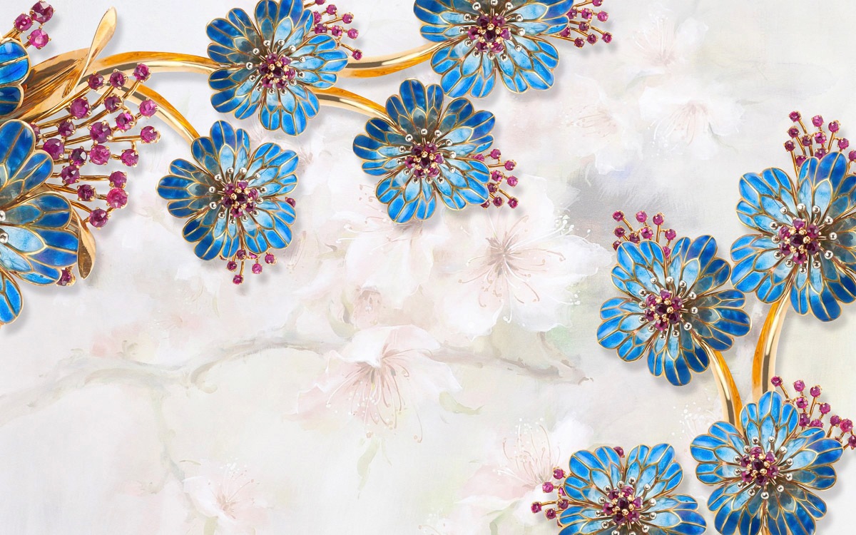 Papermoon Fototapete »Muster mit Blumen«