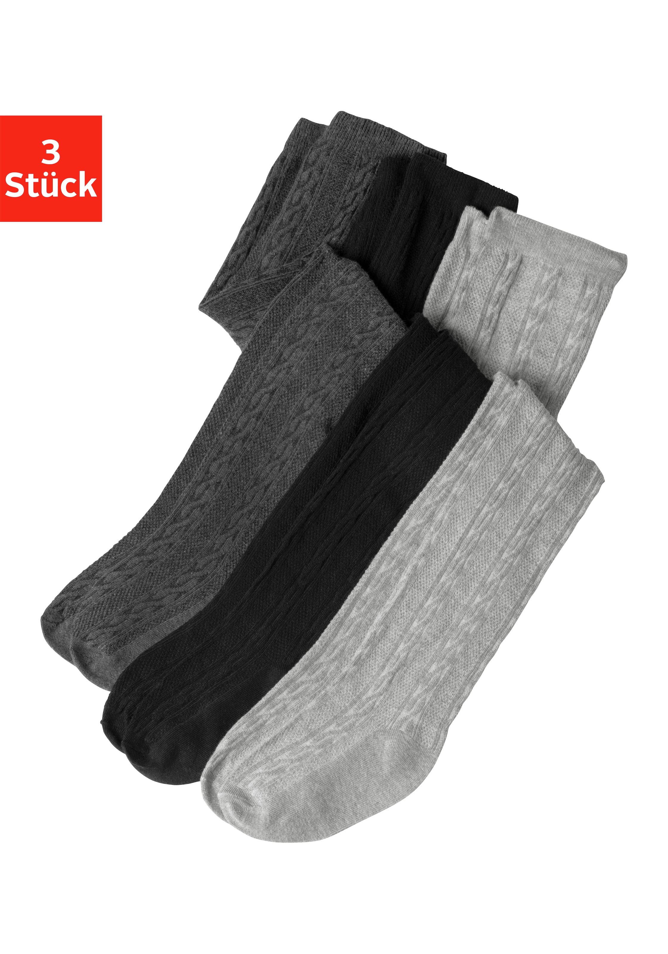 H.I.S Strumpfhose, (Packung, 3 St.), mit Zopfmuster bei ♕