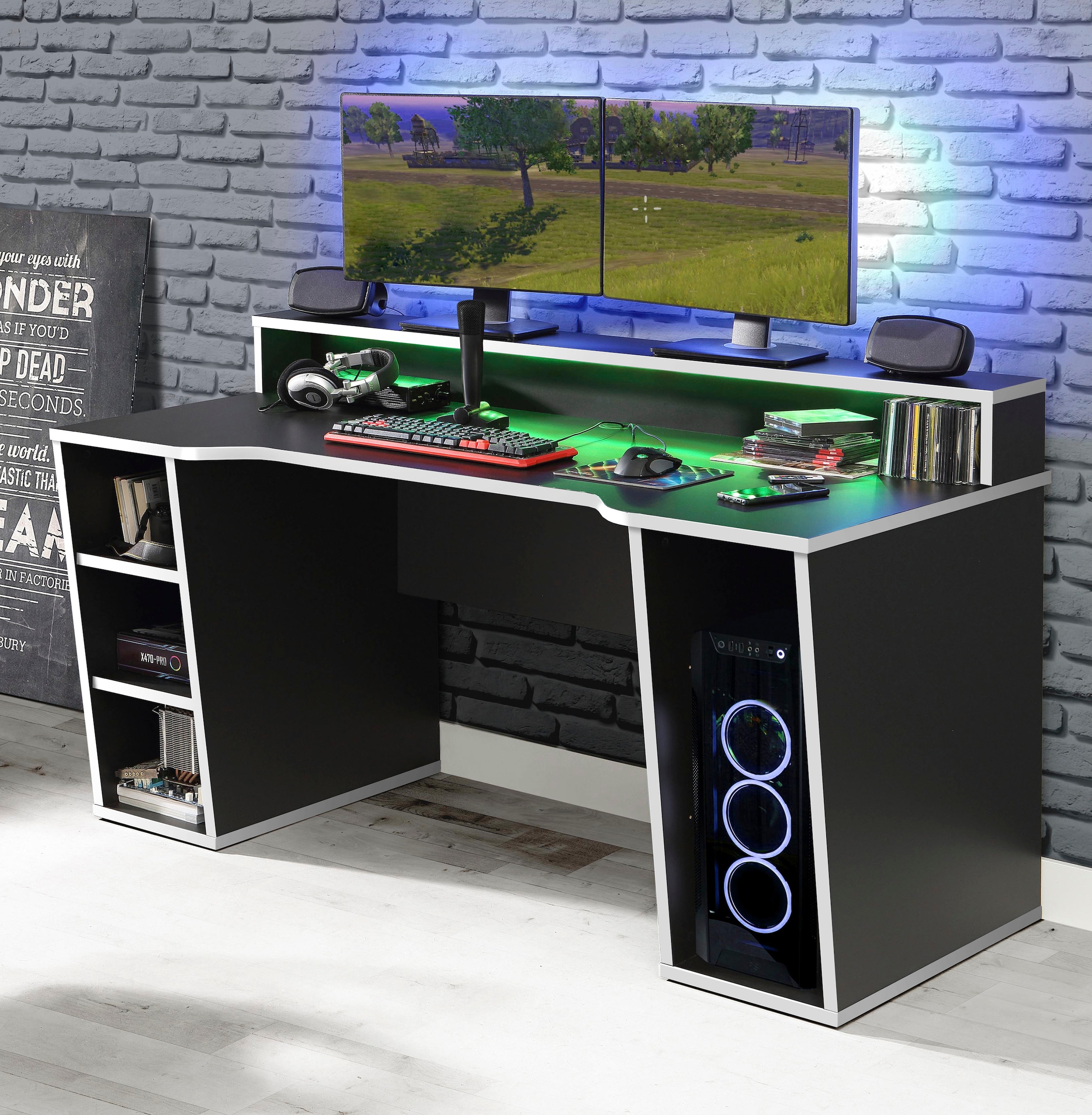 FORTE Gamingtisch »Tezaur«, mit RGB-Beleuchtung, Breite 160 cm auf Rechnung  bestellen
