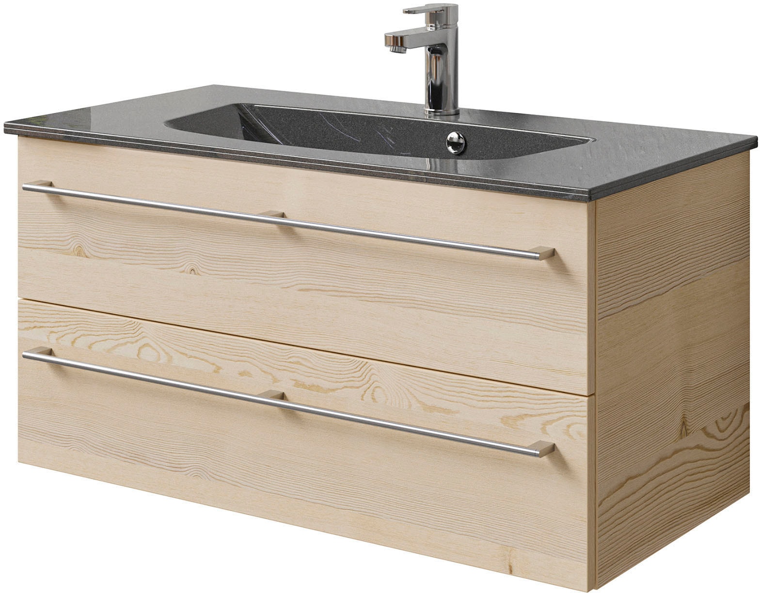 Saphir Waschtisch "Serie 6025 Mineralmarmor-Waschtisch mit Unterschrank, 97 cm breit" 2 Stk. tlg. Waschplatz mit 2 Schubladen, hängend, verschiedene Ausführungen