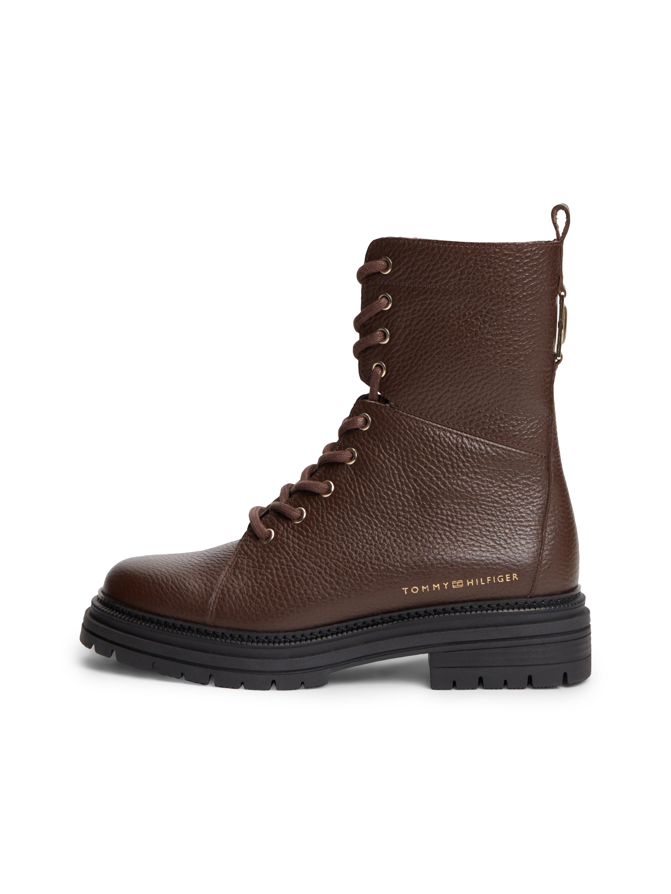 Tommy Hilfiger Schnürstiefelette »TH EMBOSS GRAIN LEATHER BOOT«  Blockabsatz, Schnürboots mit praktischem Innenreißverschluss