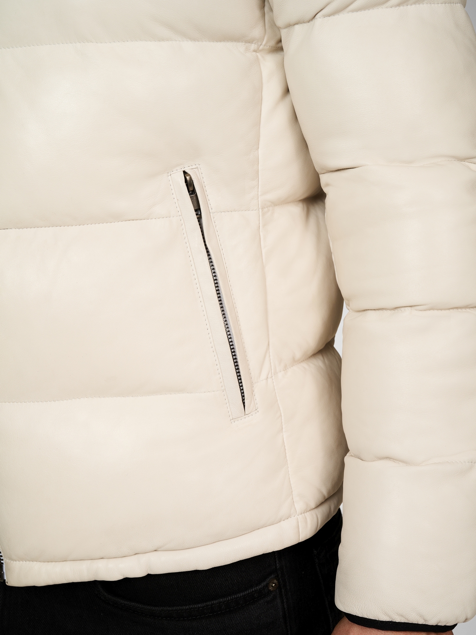 RICANO Steppjacke »Steppjacke Sean« 2-Wege verstellbare Kapuze Handgefertigt aus echtem Leder