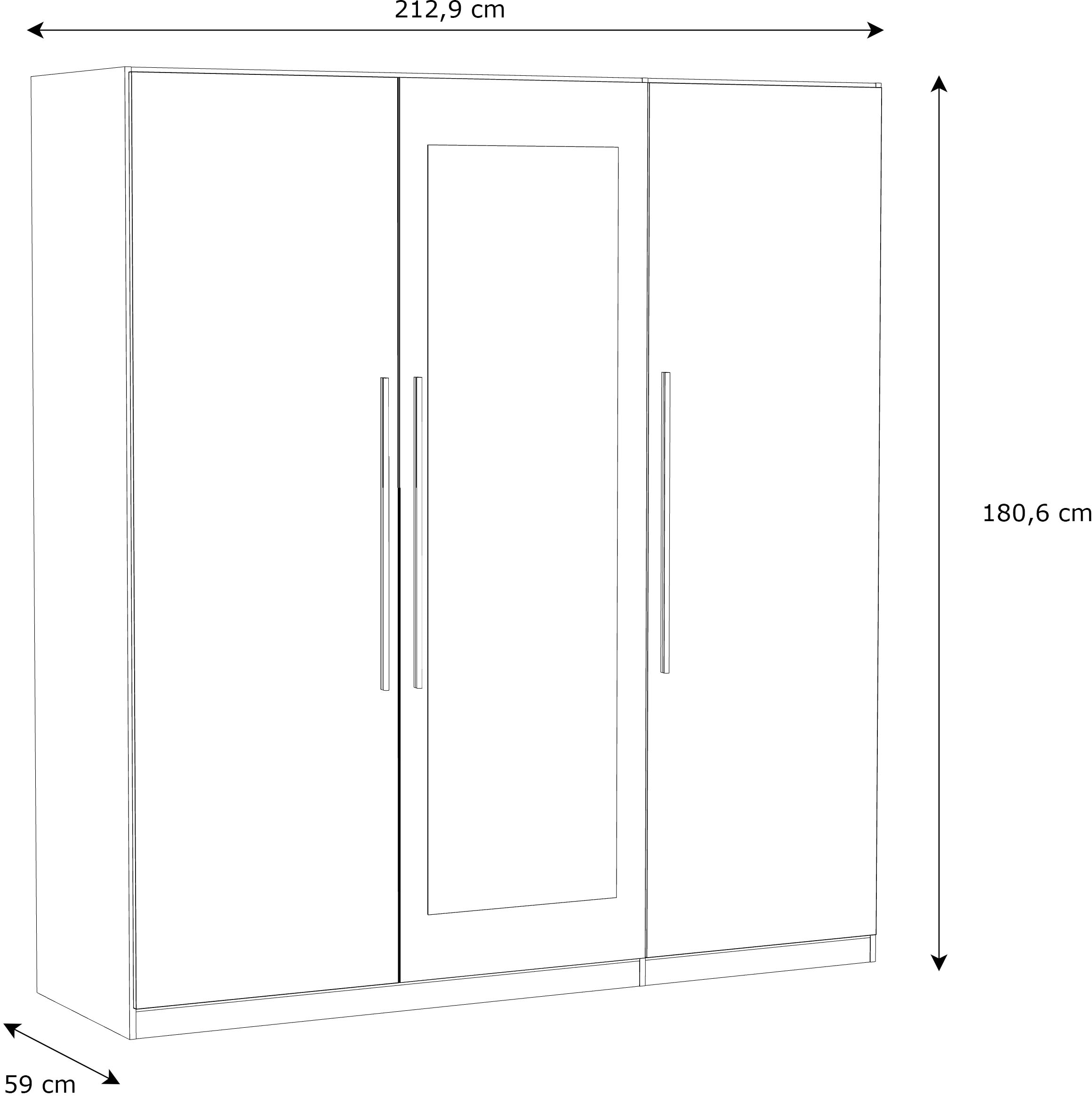 FORTE Drehtürenschrank, B/H/T 180,6/212,9/59 cm, Stauraum, Spiegeltüre