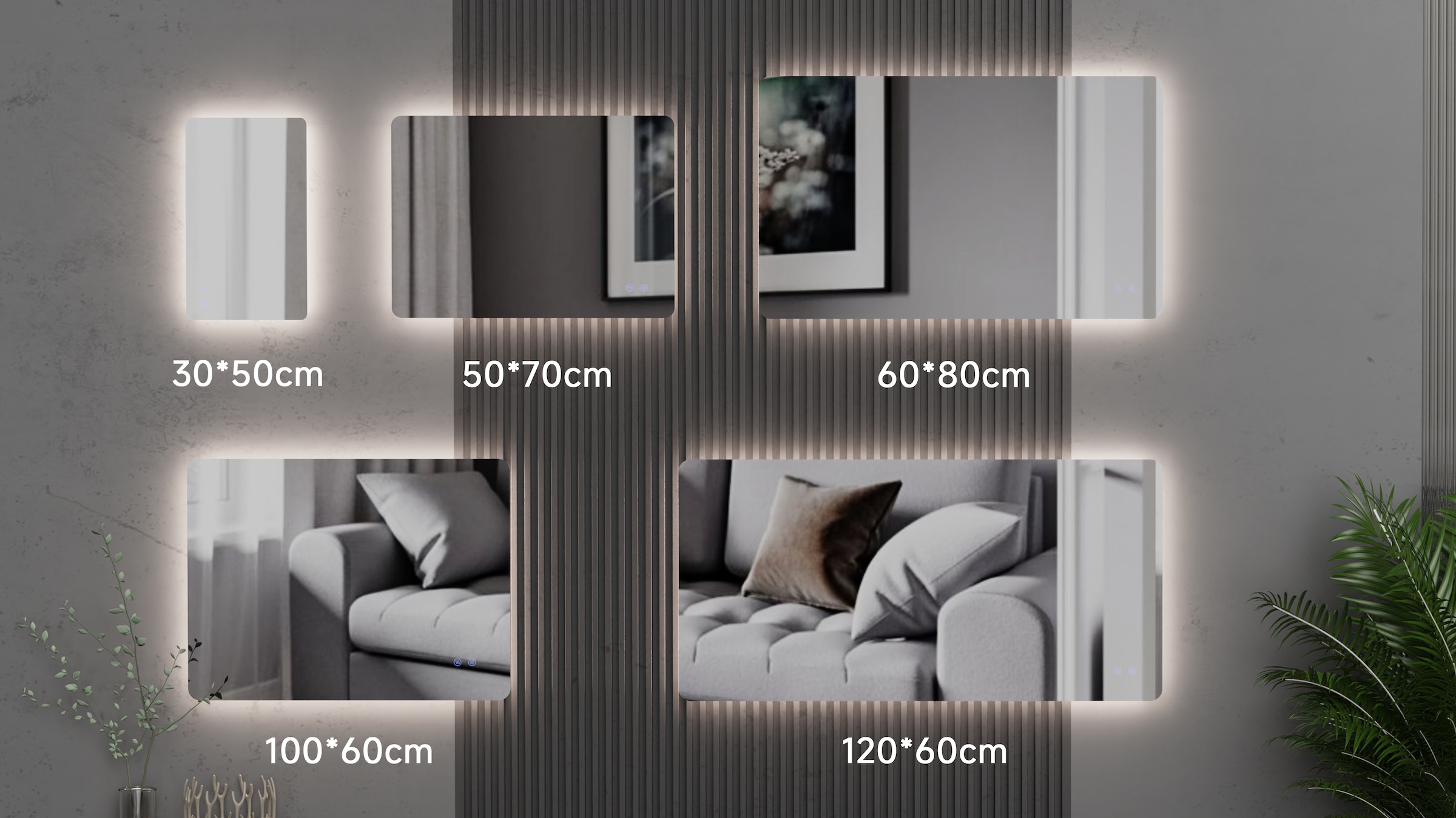 welltime LED-Lichtspiegel »Toledo eckig, Spiegel mit LED Beleuchtung, Badspiegel« mit Anti-Fog Beschichtung