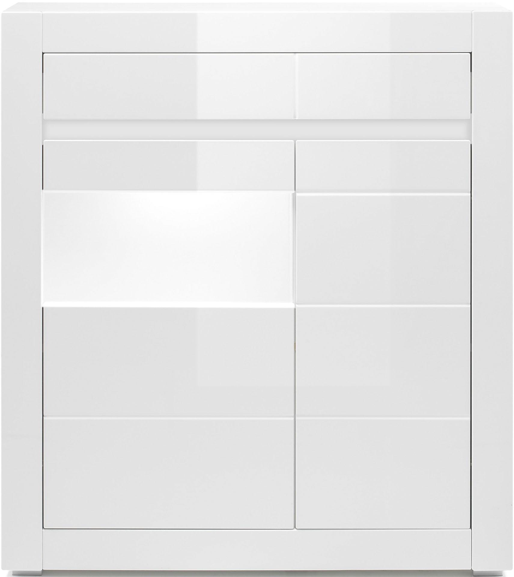 INOSIGN Vitrine »Carat«, Höhe 112 cm, Leisten angeliefert, 1 x grau, 1 x weiss
