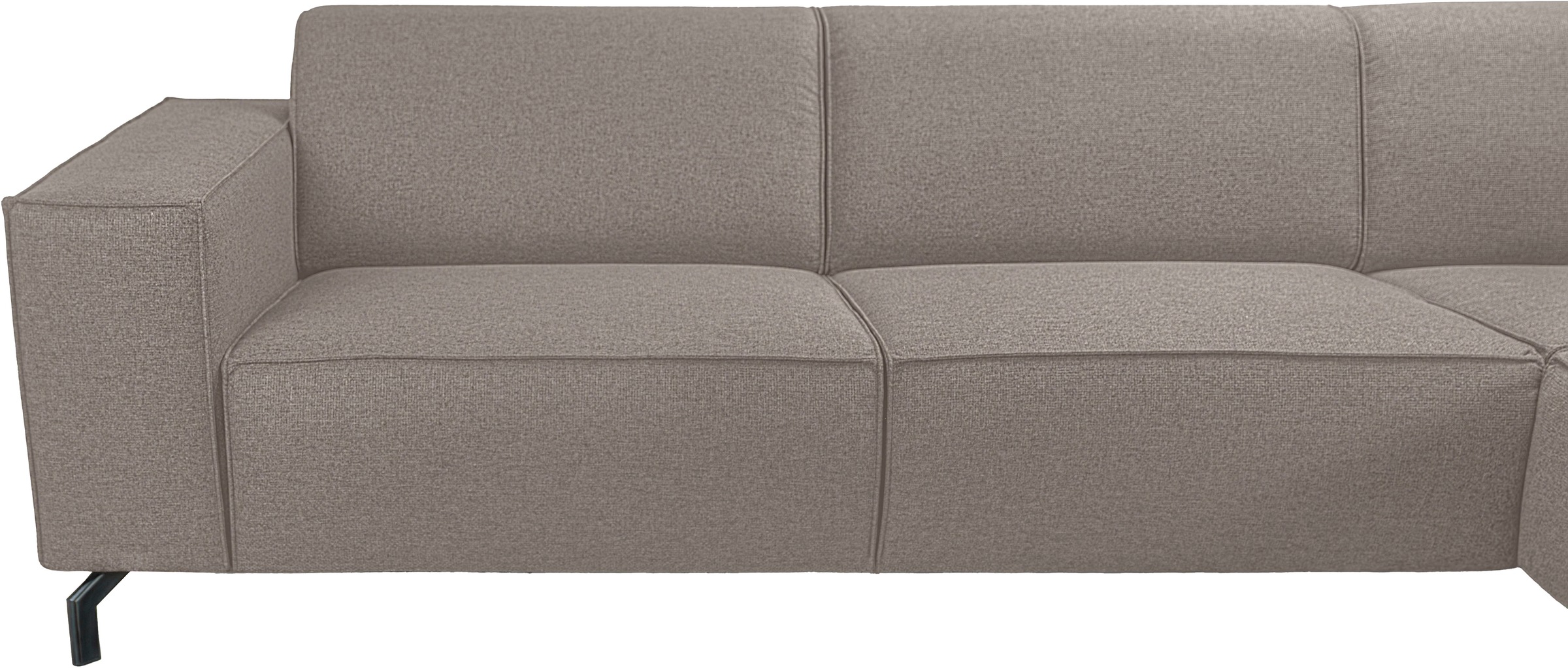Places of Style Ecksofa »Lorcan, Breite 275 cm, weiches Sitzgefühl«, mit schwarzen Metallfüßen, Lederoptik und in weichem Strukturstoff
