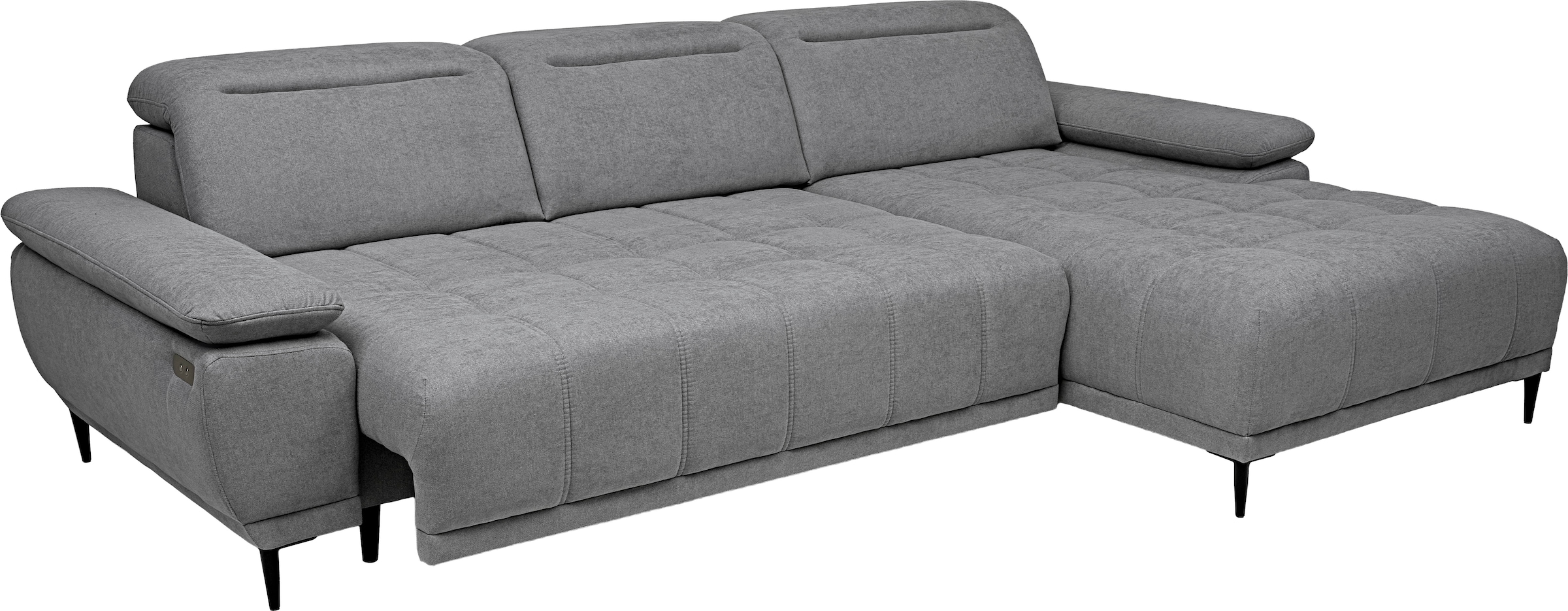 WERK2 Ecksofa »Focus-S, inkl. elektr. Sitzvorzug, manuelle Kopfteilverstellung« elektr. Sitztiefenverstellung, flexible Kopfstützen, 12cm Füße, L-Form