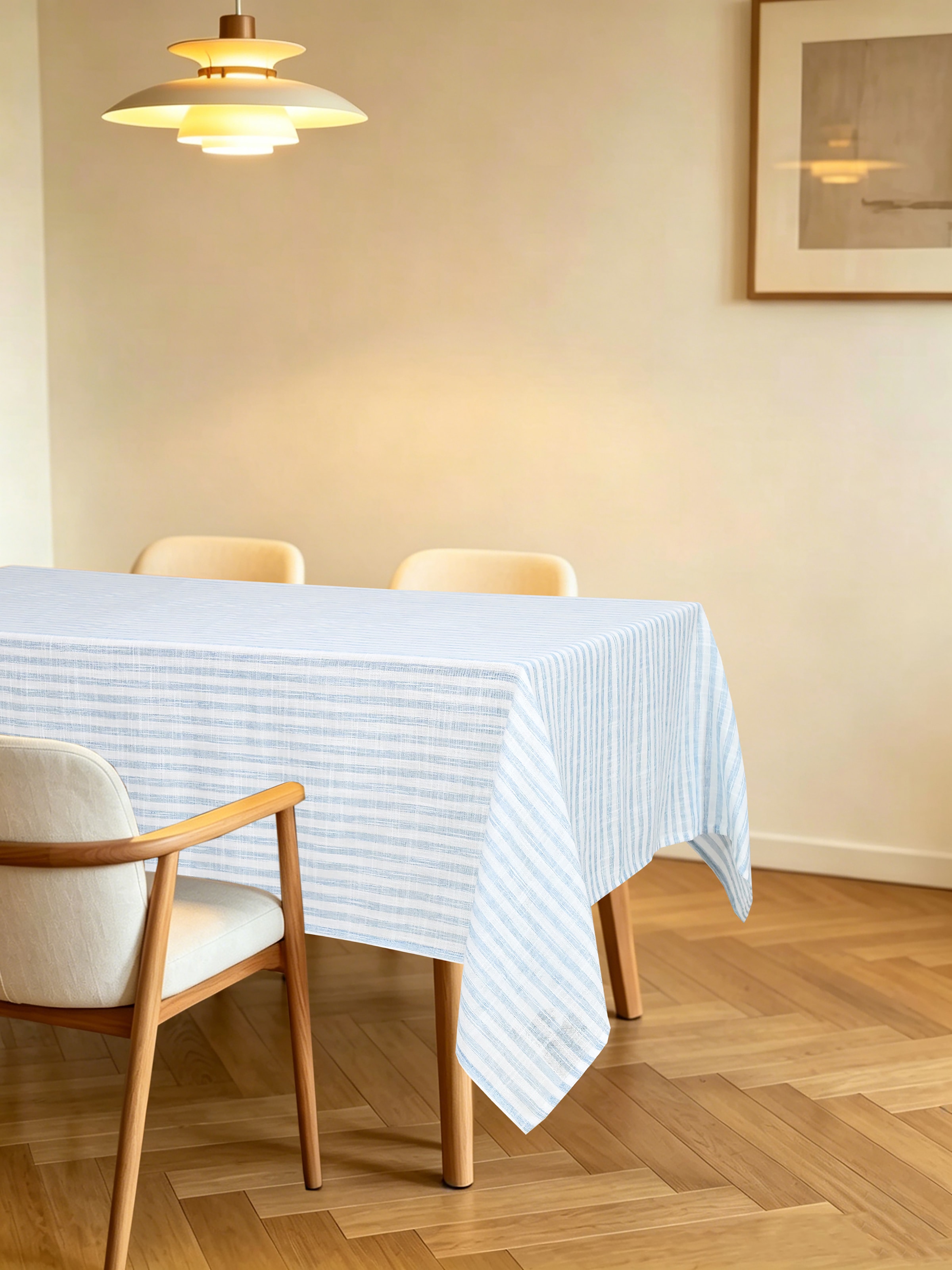 OTTO home Tischdecke "Marric 1 Stück, halbtransparent, Dekoration," halbtransparente Tischdecke, Leinenoptik mit Streifen