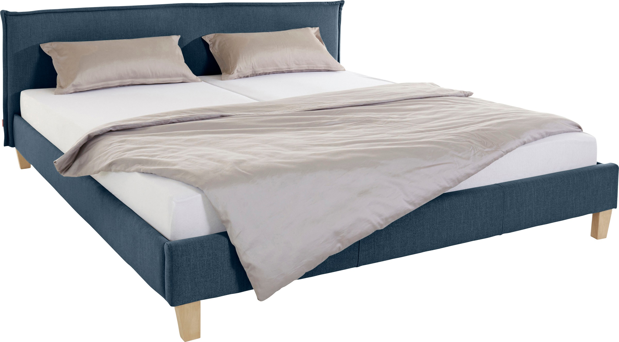 OTTO products Polsterbett »Heddi«, in 5 Breiten: von 90cm-200cm, Biese am Kopfteil, Strukturstoff