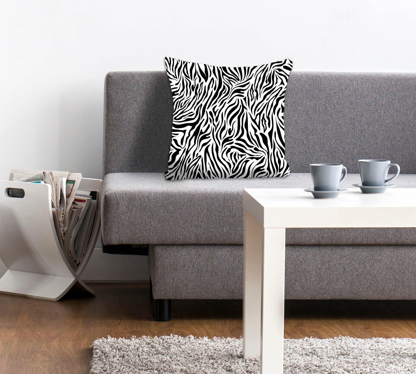queence Dekokissen »Finn«, Kissenhülle,Zebra-Fell,Tiermuster,Geometrisch,Schwarz-Weiß,Naturmotiv