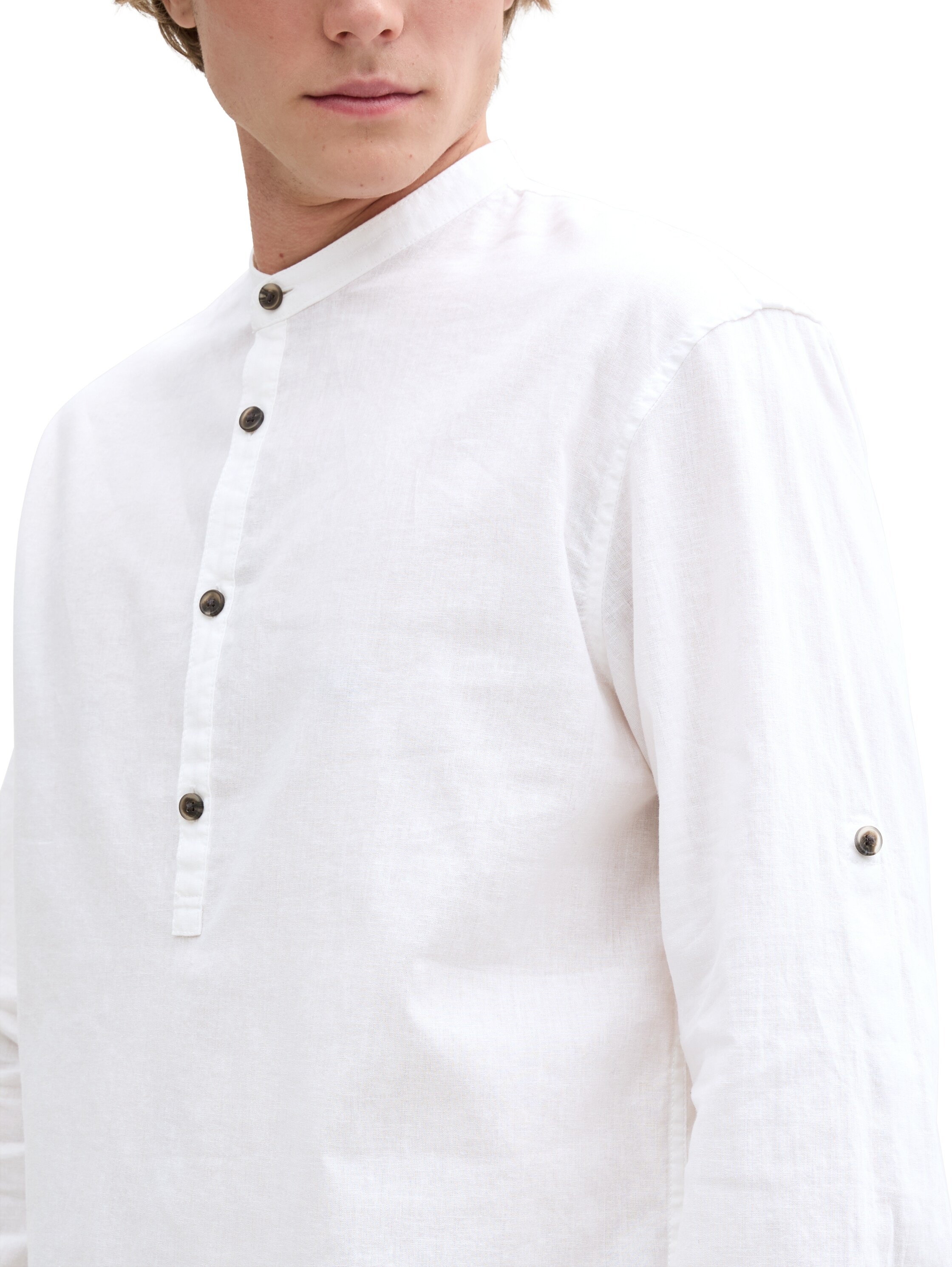 TOM TAILOR Denim Langarmhemd, mit Leinenanteil