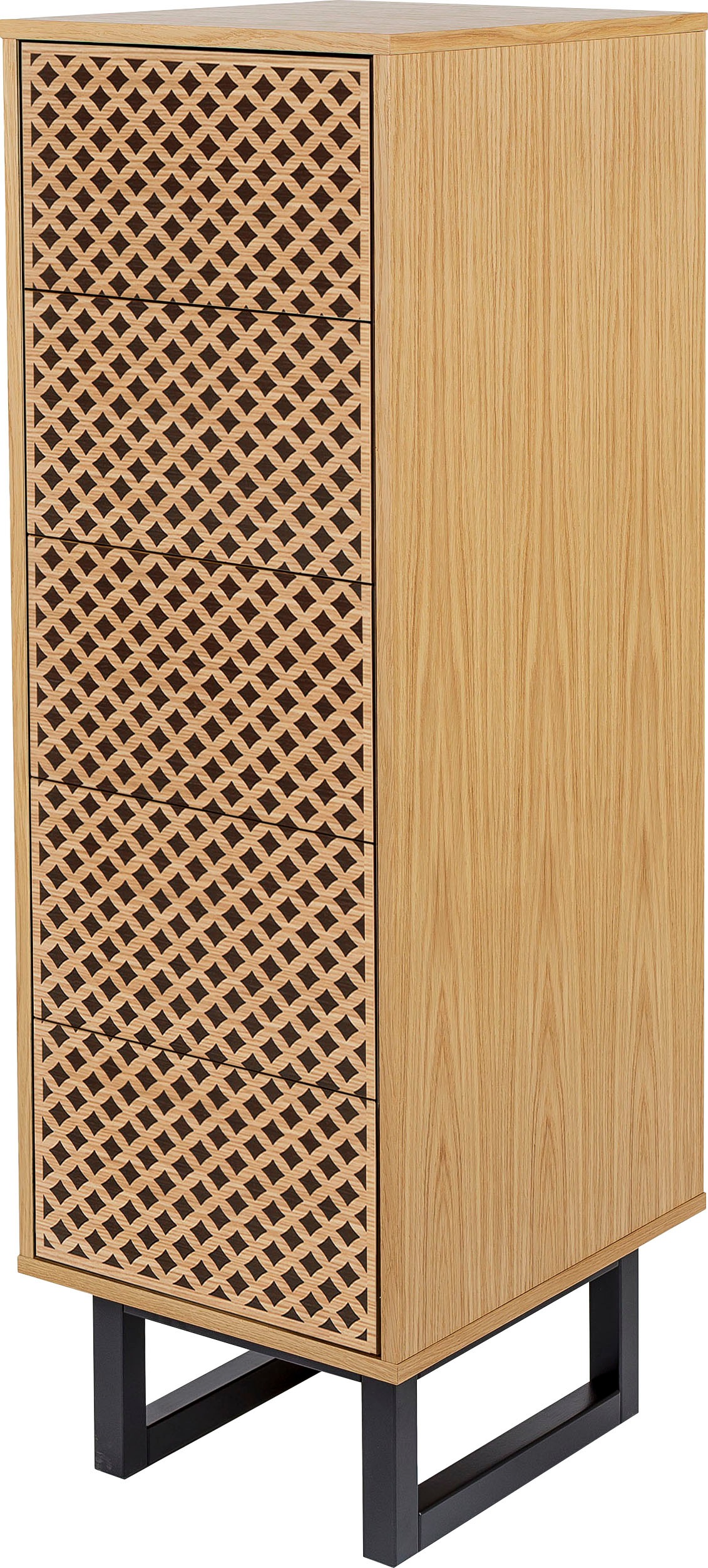 Woodman Hochkommode, im skandinavischen Design, mit besonderem Print