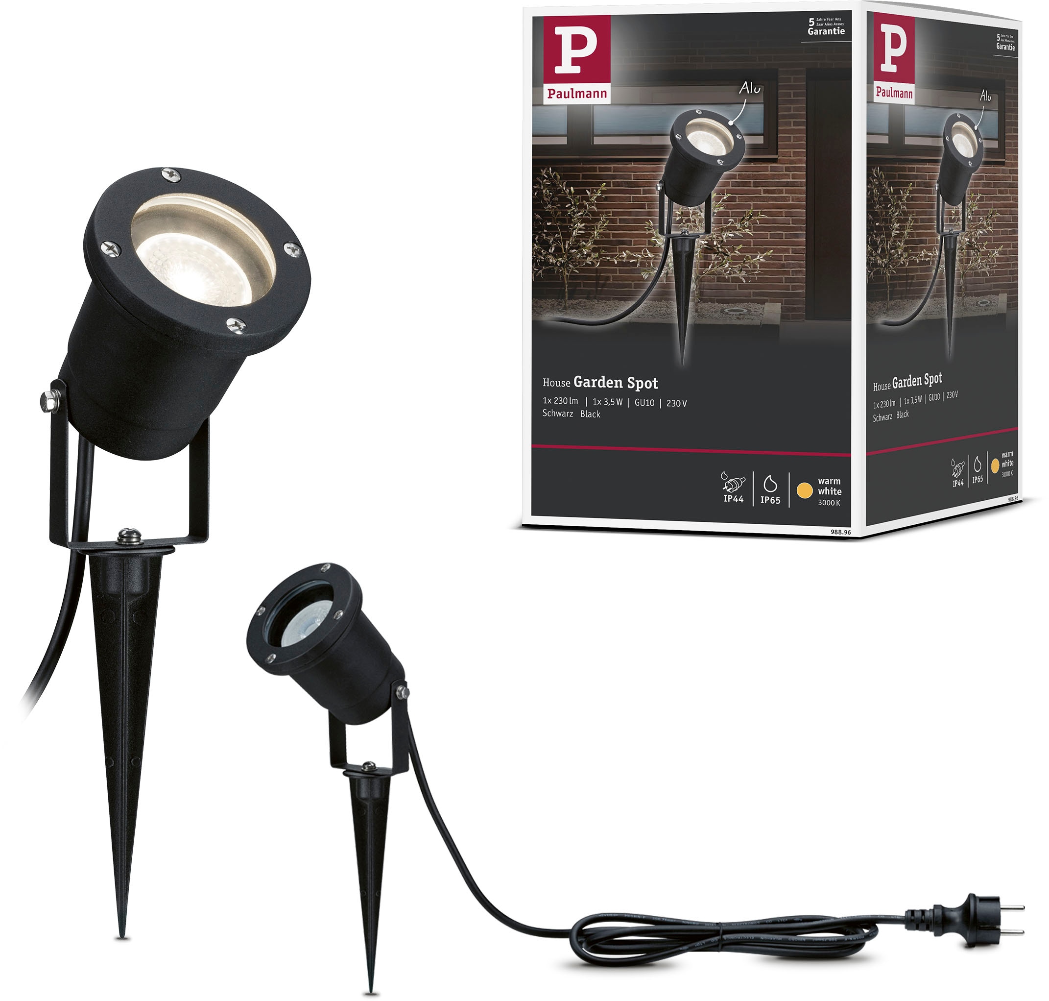 Paulmann LED Gartenstrahler »Outdoor 230V Garden Spotlight IP65 GU10 3,5W 230V Schwarz Aluminium«, 1 flammig, Leuchtmittel GU10 | LED fest integriert, GU10, IP65