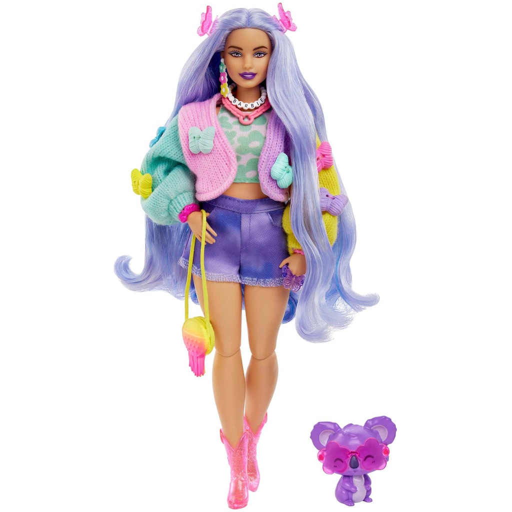 Barbie Anziehpuppe »Extra, lavendelfarbenes Haar/Schmetterlings Haarspange«