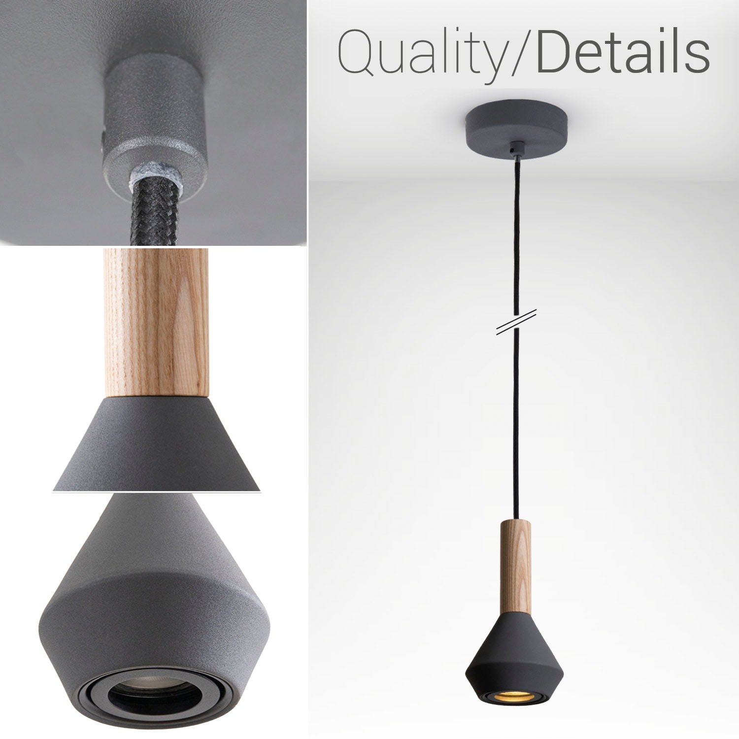 Paco Home Pendelleuchte »MORA«, Leuchtmittel GU10 | ohne Leuchtmittel, Wohnzimmer Esszimmer Klein Modern Holz Metall GU10 Küchenlampe