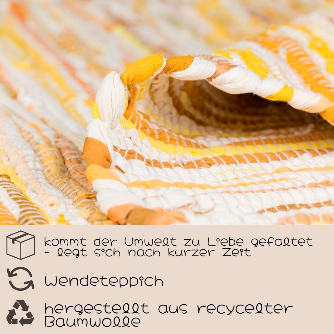 OTTO home Teppich »Bente« rechteckig 10 mm Höhe Handweb Teppich, 90% Baumwolle, handgewebt, Scandi