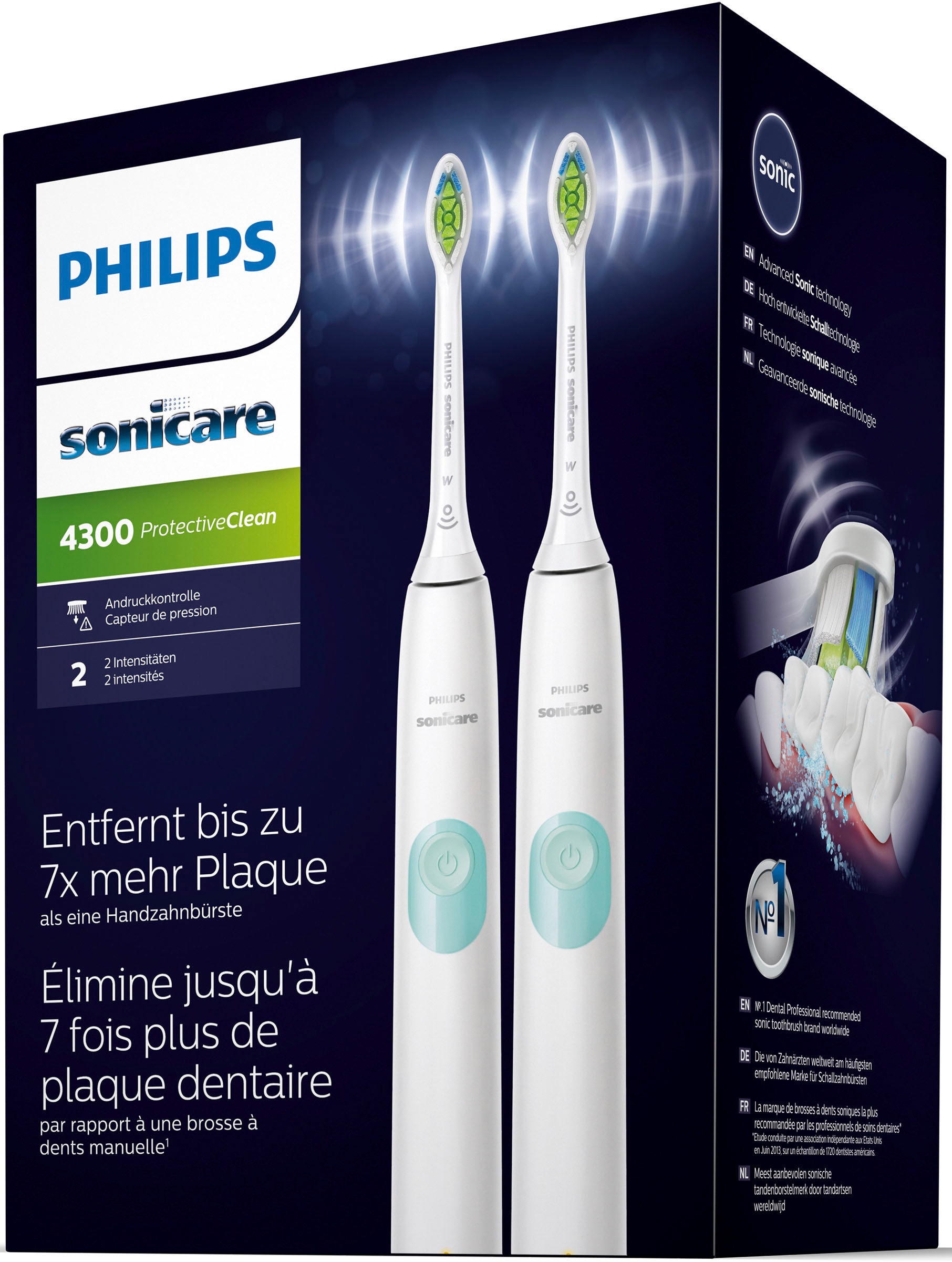 Philips Sonicare Elektrische Zahnbürste »HX6807/35«, 2 St. Aufsteckbürsten, ProtectiveClean  4300, Doppelpack, 1 Putzprogramm mit 3 Jahren XXL Garantie