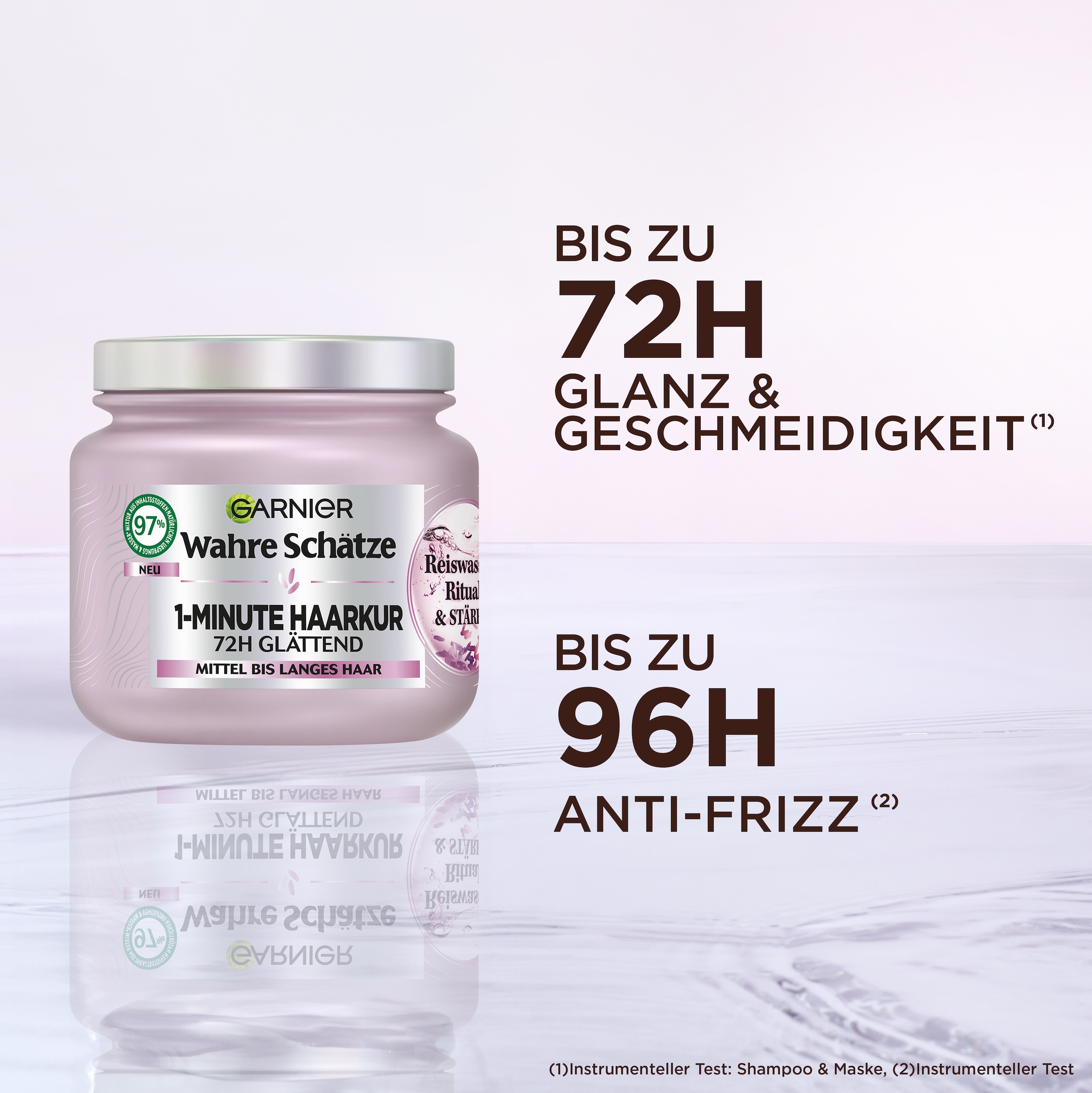 GARNIER Haarkur »WAHRE SCHÄTZE REISWASSER RITUAL 1-MINUTE HAARKUR« mit Reiswasser und Stärke, cremige Textur, vegane Formel