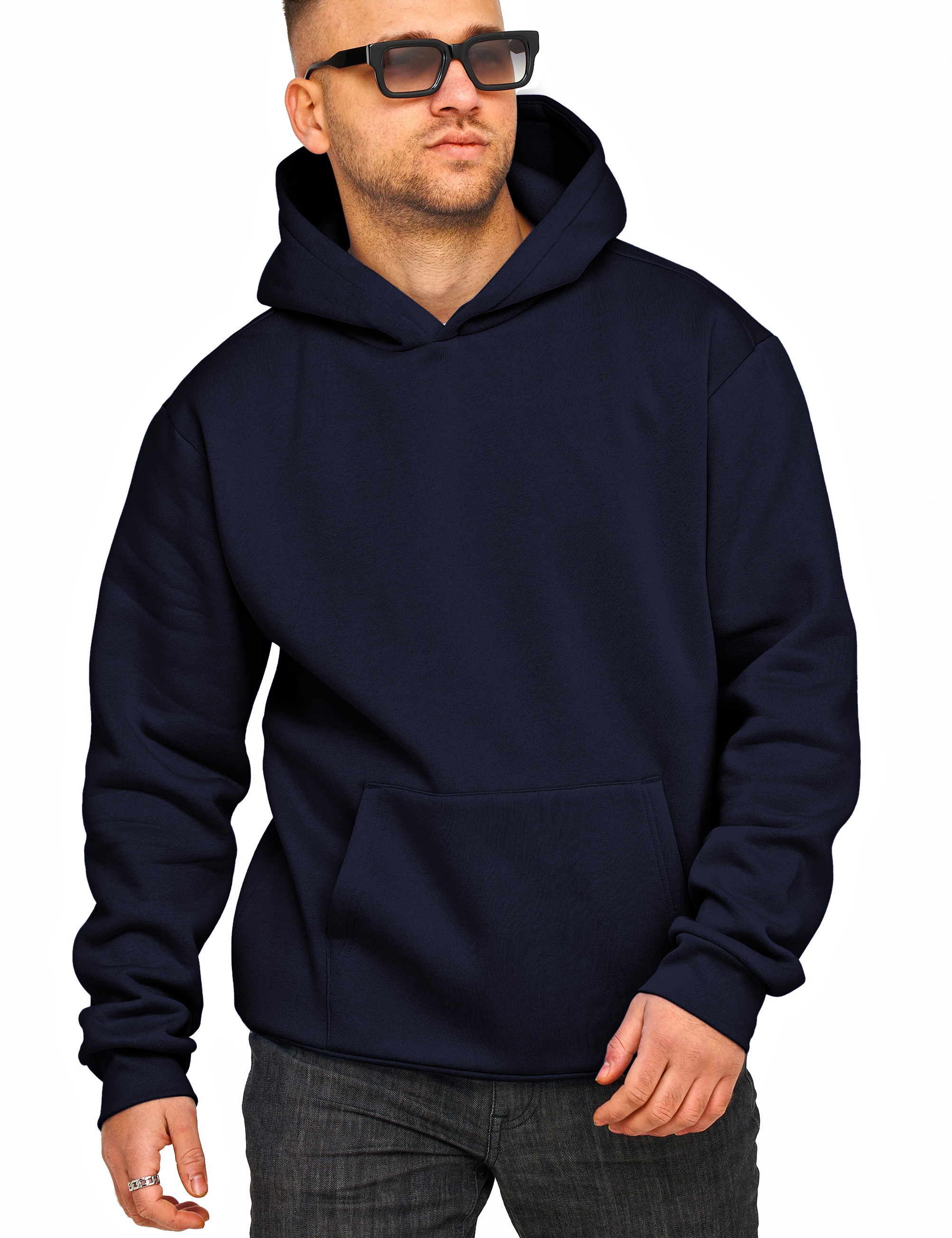 Daily Cotton Hoodie »Daily Cotton Kapuzenpullover im Oversize Schnitt Unifarben - Kapuzenpullover Loose-Fit«, Herren Basic Kapuzen-Sweatshirt Oversized Raglan Sweater
