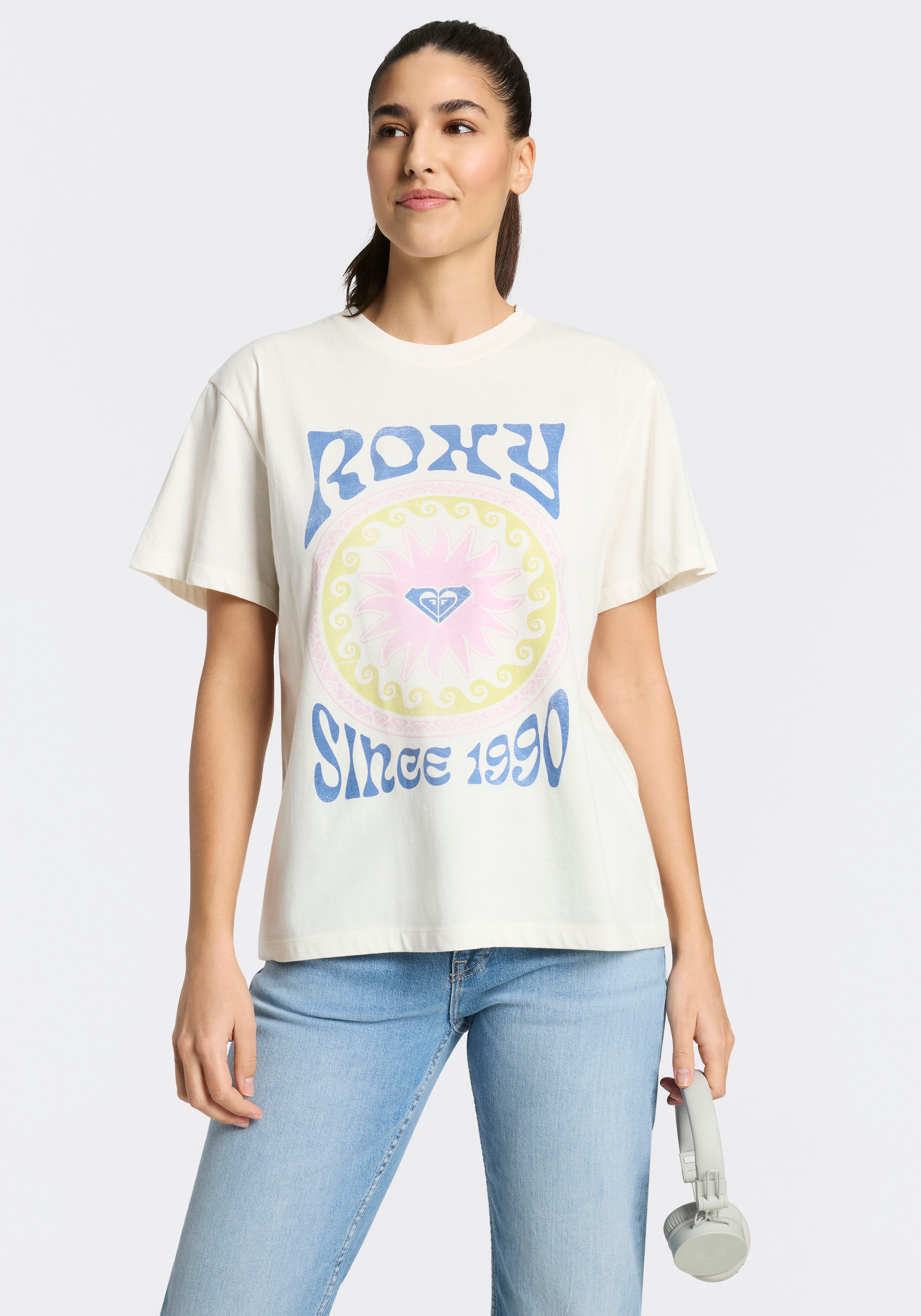 Roxy T-Shirt »O HANGLOOSE BALI WAVE« 2 Kurzarm, mit Rundhalsausschnitt, aus Baumwolle
