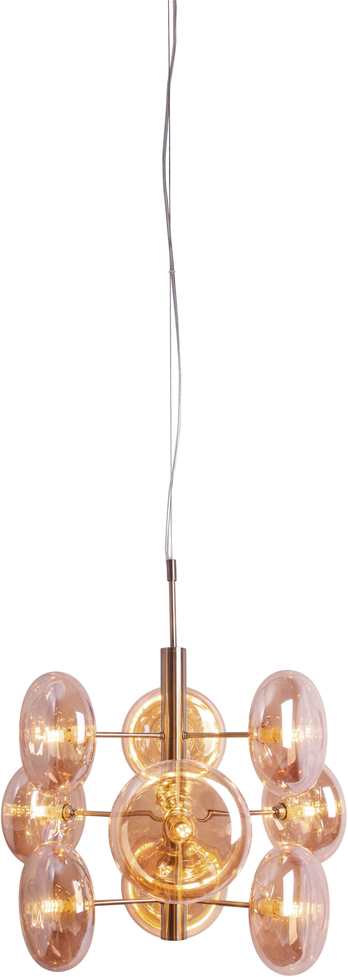 näve Pendelleuchte »Orion« G9 1 Stk. messing-matt, 9 flachen Rundgläser in amber, exkl. G9, Höhe 55cm