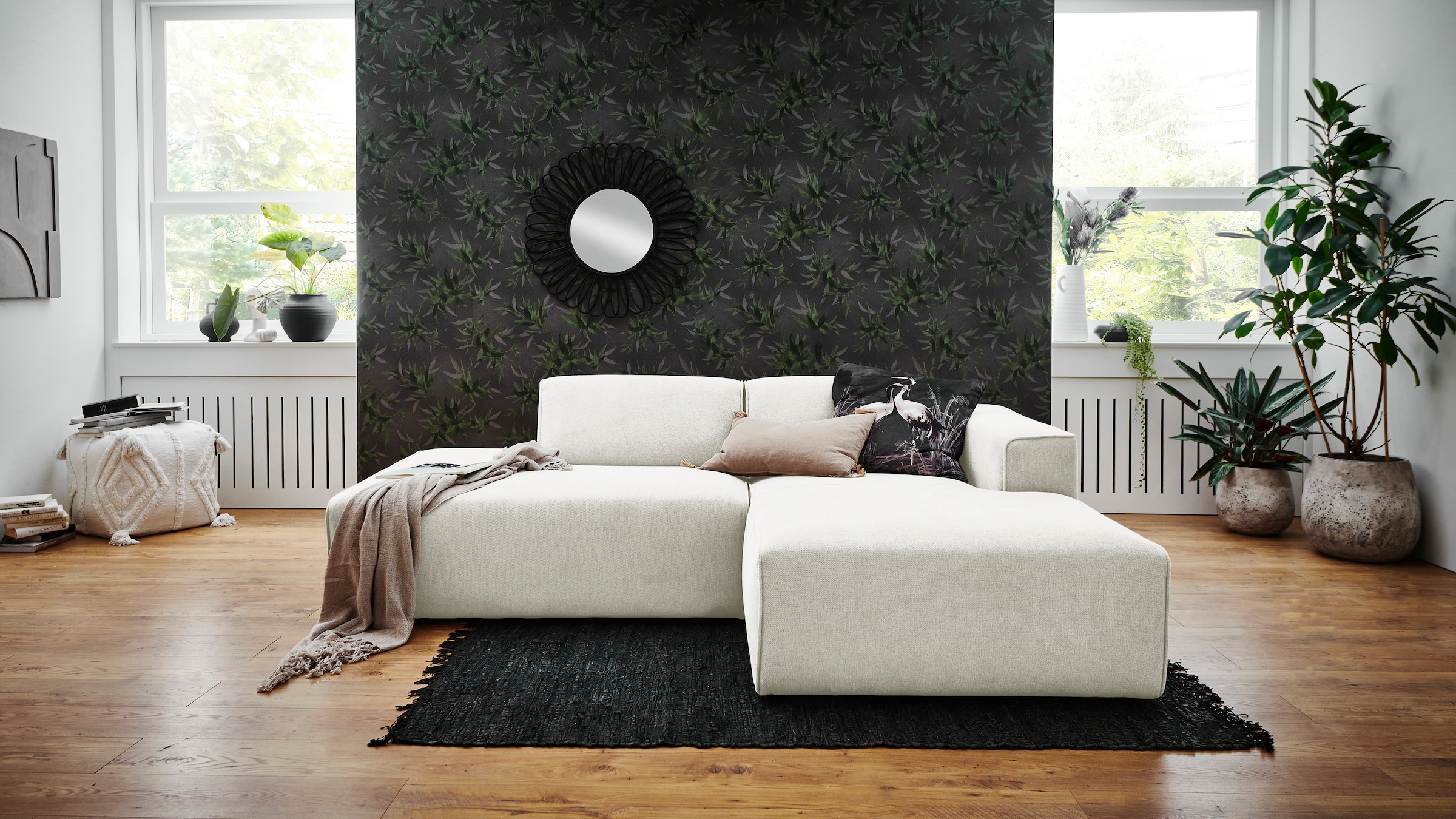 andas Ecksofa »Noord«, mit Kedernaht, Breite 227 cm, Cord, Struktur