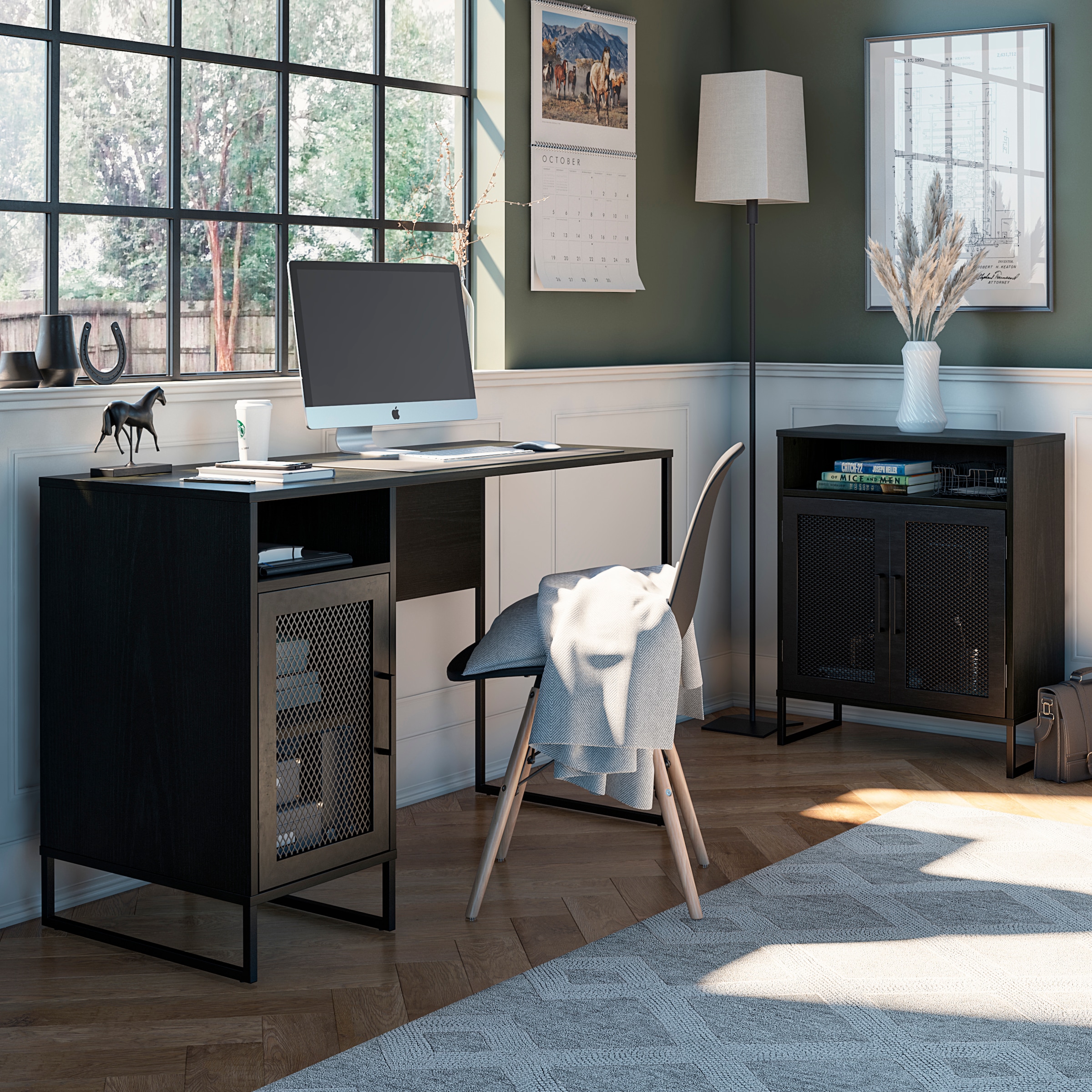 Dorel Home Schreibtisch »Purdue« 1 Stk. tlg. Tür mit Magnetverschluß, Gestell aus Metall, Höhe 76,5 cm