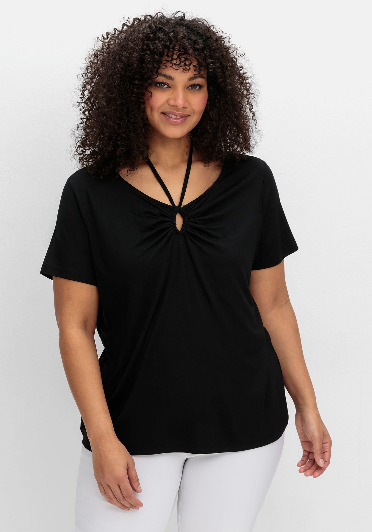 Sheego T-Shirt »Shirt mit Neckholder-Bindeband«