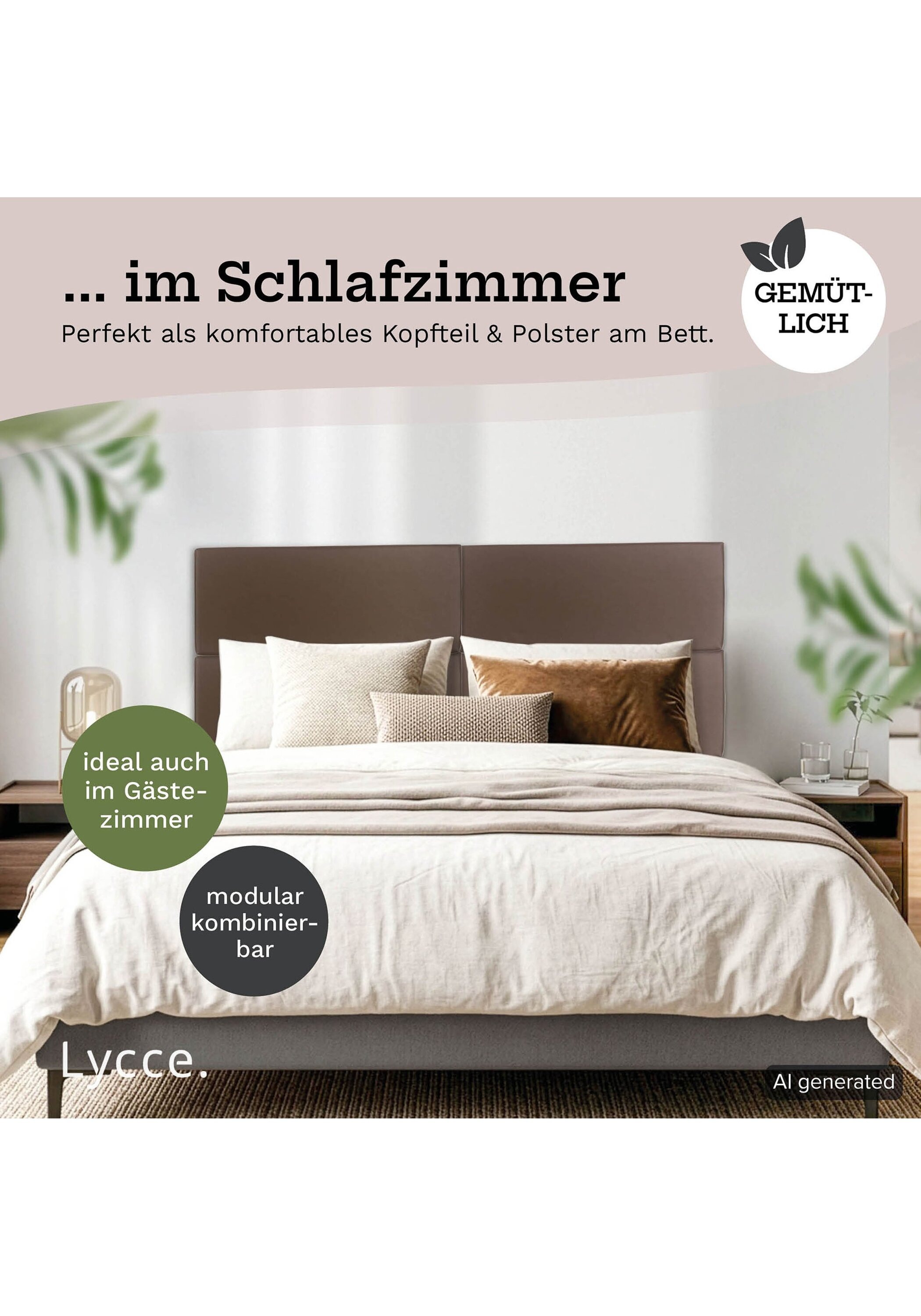 Lycce Rückenkissen »Wandkissen Wandkissen Kunstleder 1er Pack«
