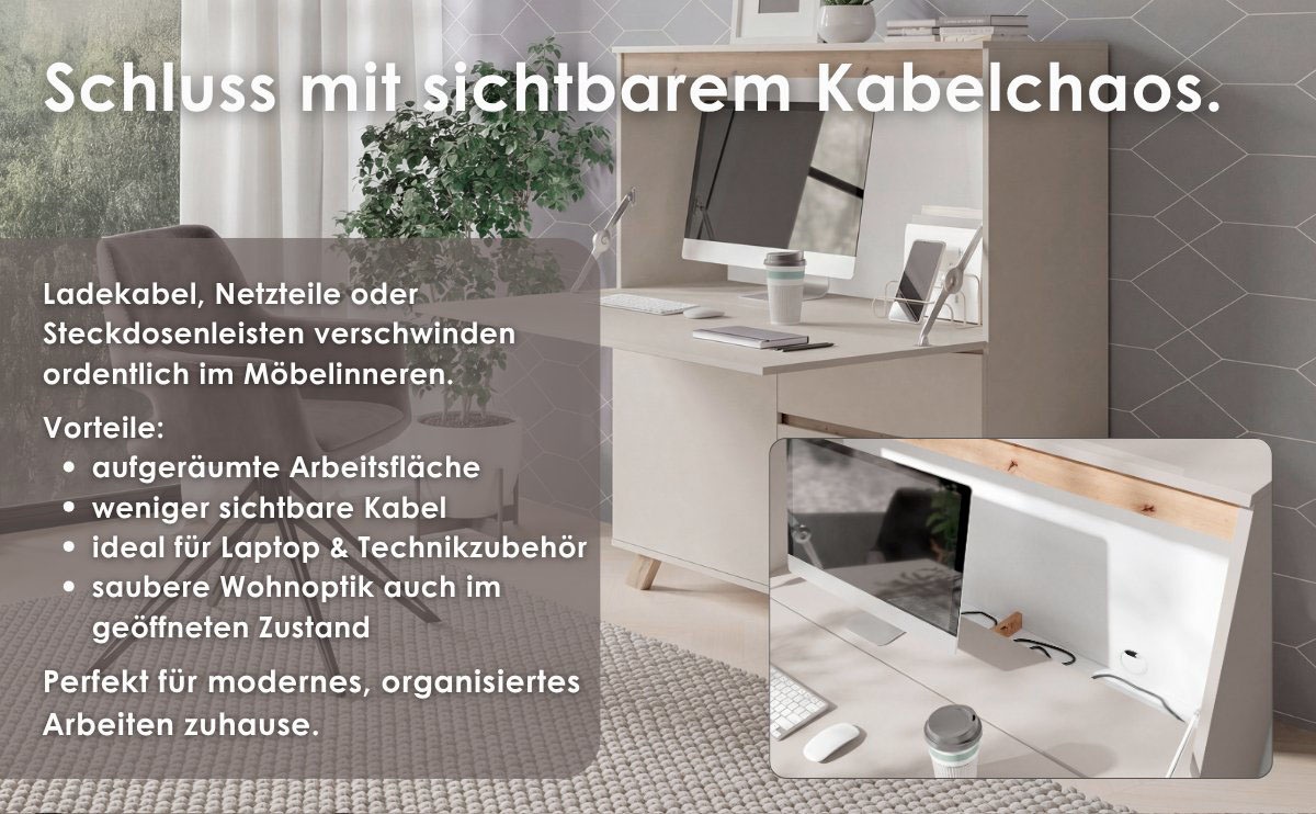 byLIVING Sekretär »VALENTIN« 1 Stk. tlg. Kaschmir / Artisan Eiche (Eiche-Optik), Klapptür, Stauraum, B: 120 cm