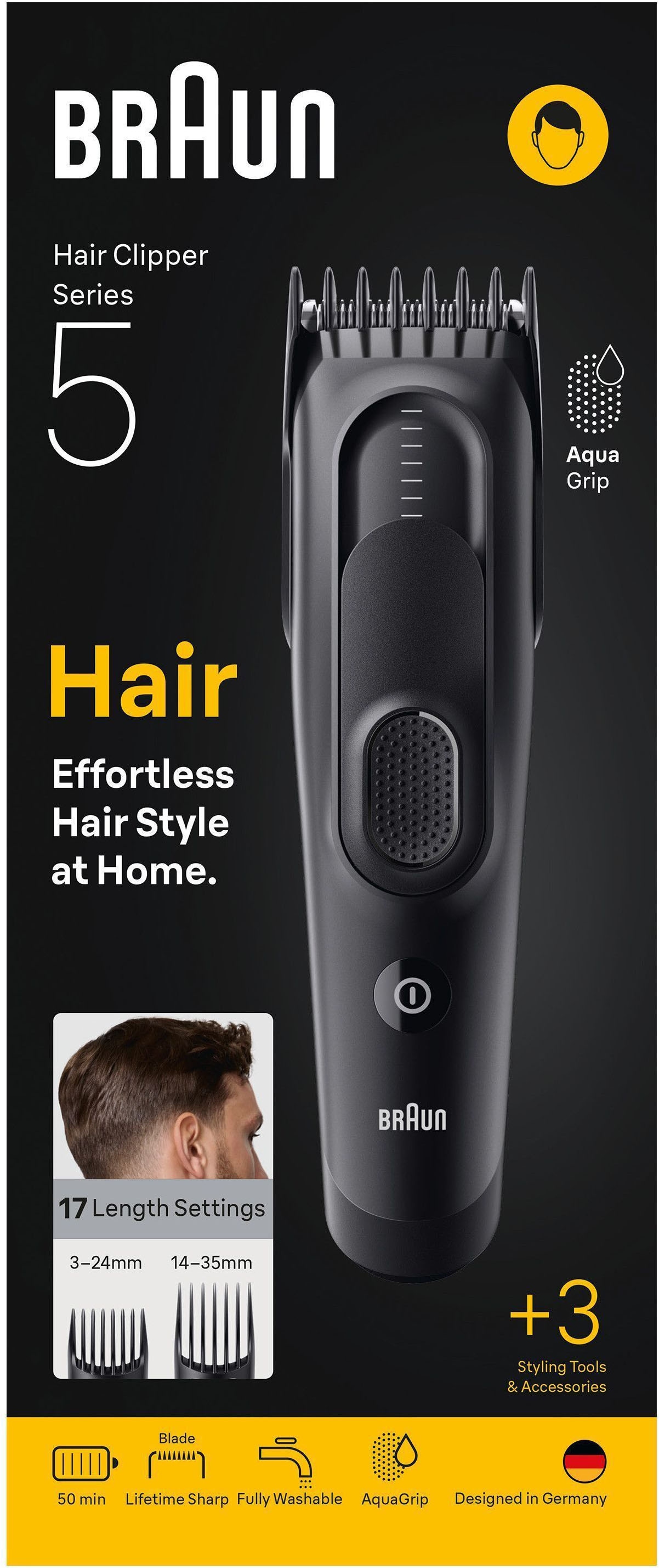 Braun Haarschneider »Braun Series 5 HC5530« Lebenslang scharfe Klinge, 17 Längeneinstellungen, 50 Min Laufzeit,