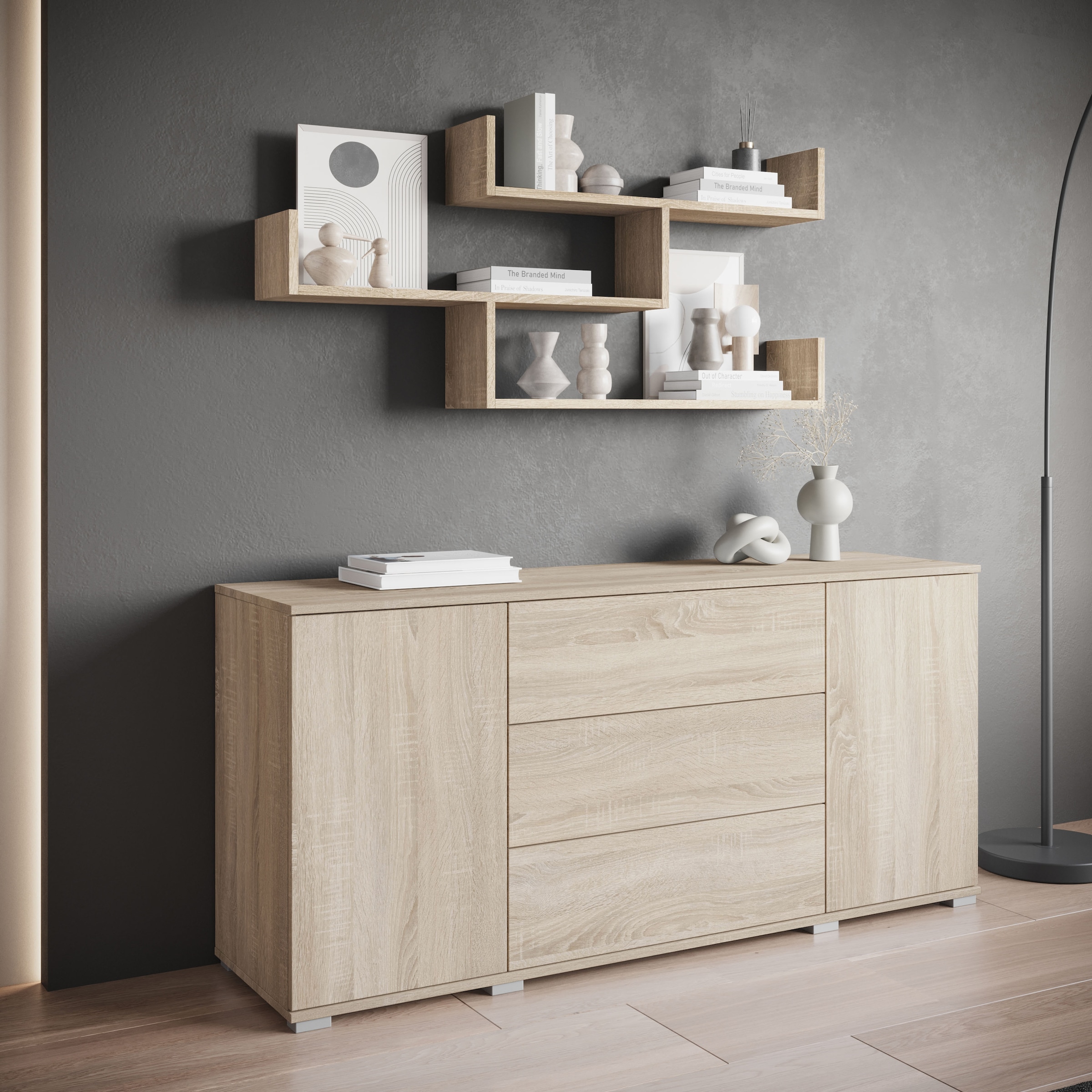 INOSIGN Wandboard »Wandregal Trio 003«, (1 St.), Hängeregal mit 5 Fächern, modernes Design, variabel einsetzbar