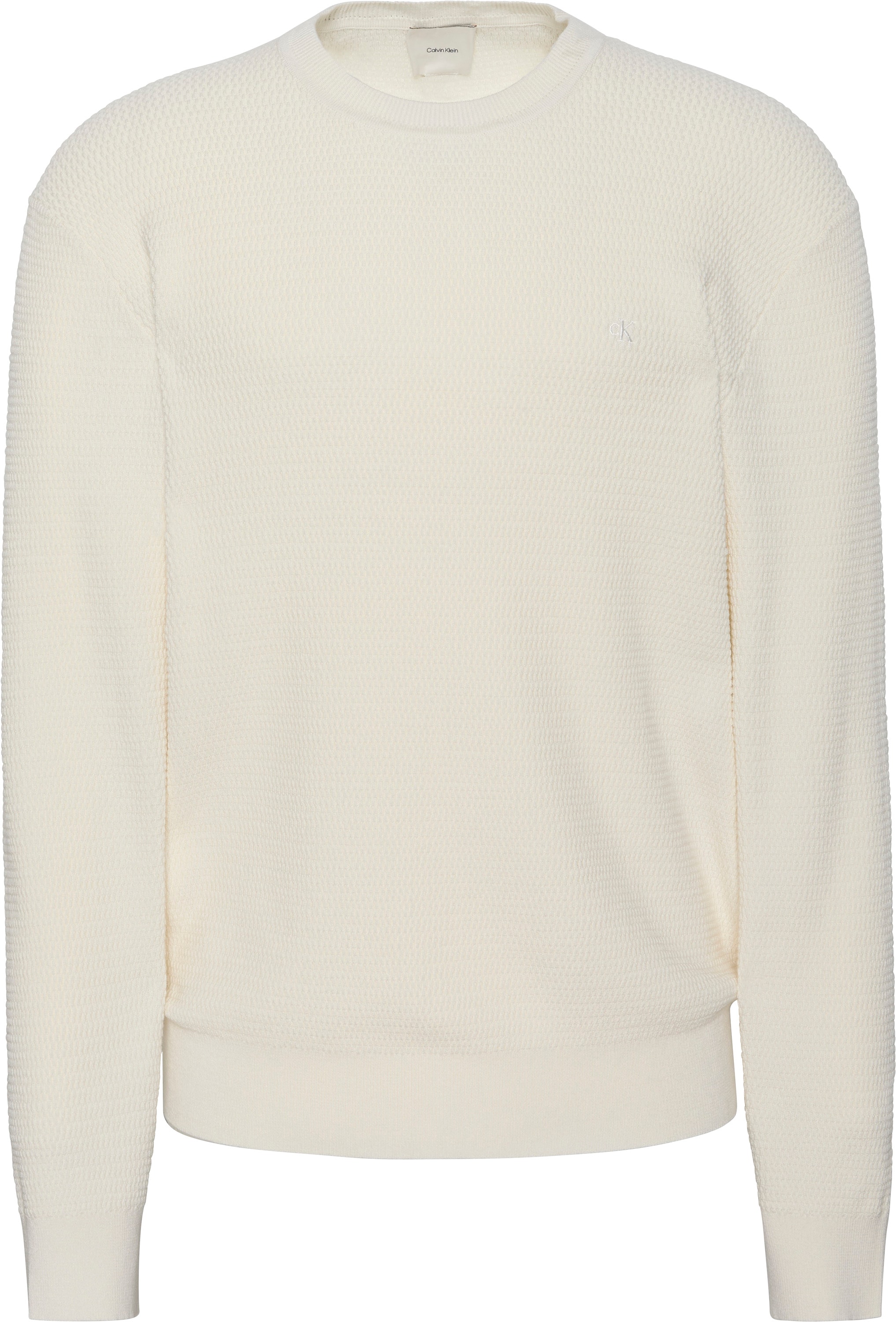 Calvin Klein Strickpullover »LS TXTR CTTN CRWNK S« Mit Rundhalsausschnitt